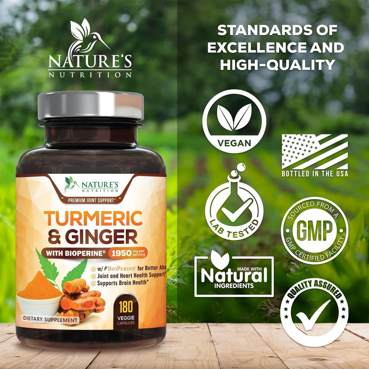 Nature's Nutrition Turmeric Curcumin Supplement Capsule 180