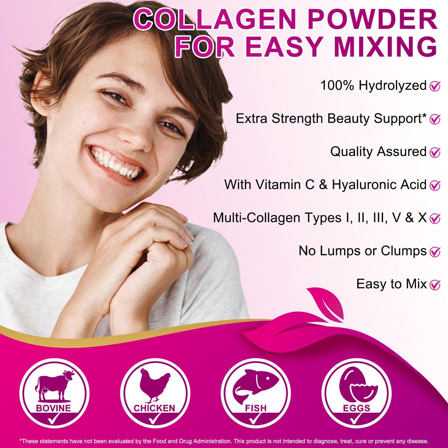 LTQXGT Multi Collagen Peptides Powder, 16 oz