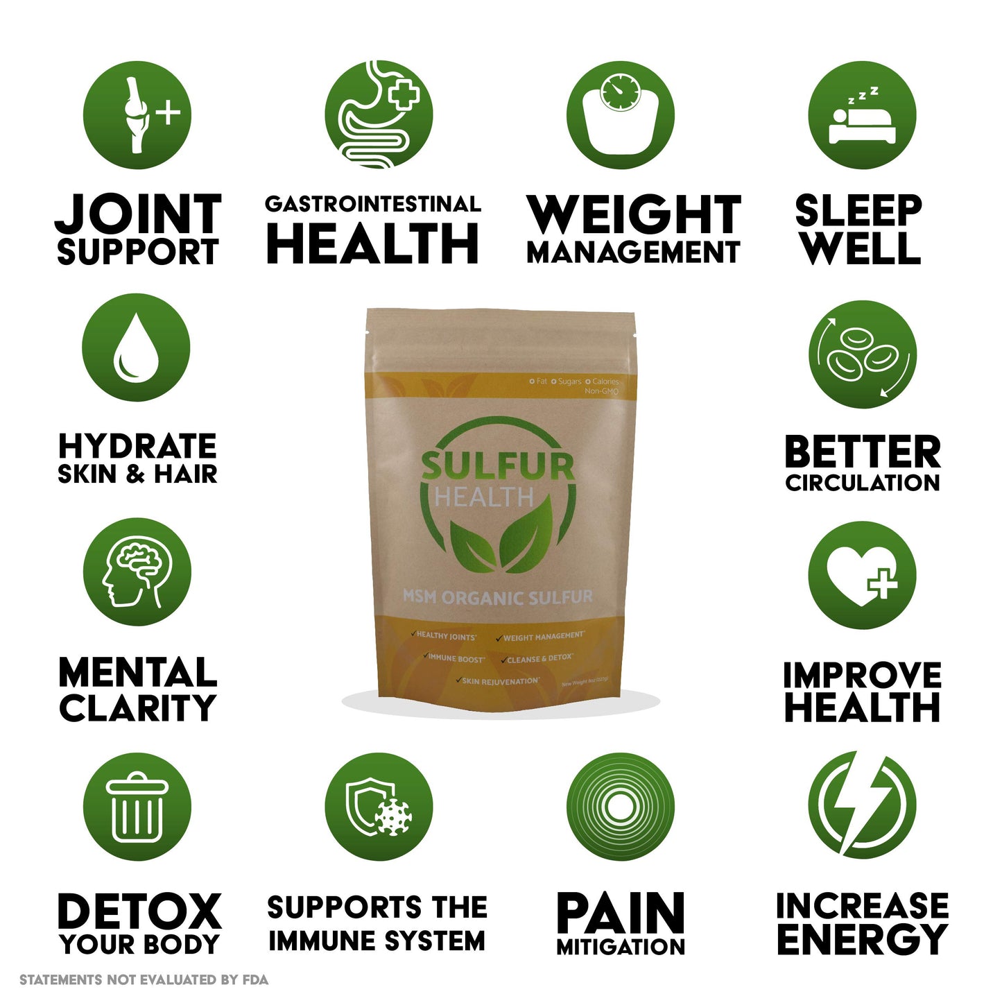 Sulfur Health MSM Organic Sulfur Powder 16 oz