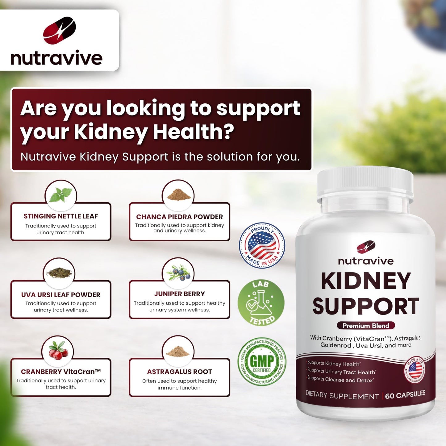 Nutravive 21-in-1 Kidney Support Supplement 60 Capsules