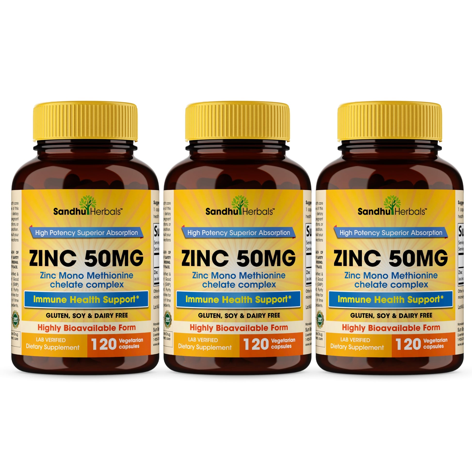 SANDHUHERBALS Zinc 50mg Capsules, 360 Count