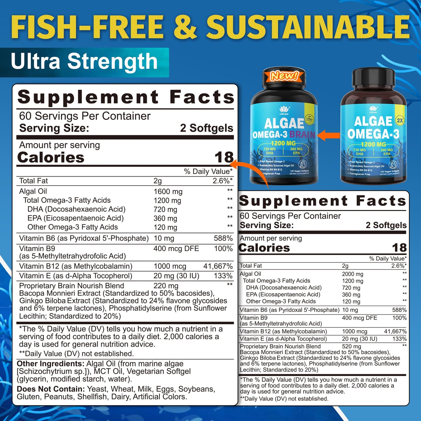 LILICARE Vegan Omega-3 Softgels 120