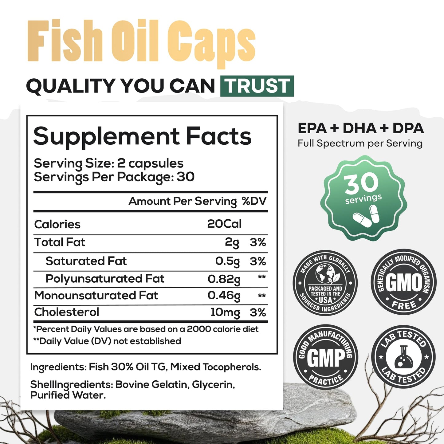 Wild Foods Fish Oil Omega-3 Supplements 1600mg EPA DHA DPA 60 Capsules