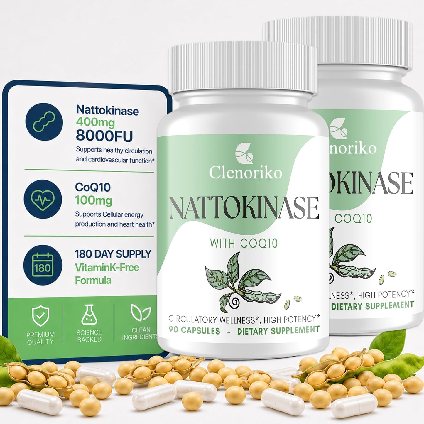 Clenoriko Nattokinase with CoQ10 Capsule 180 Count
