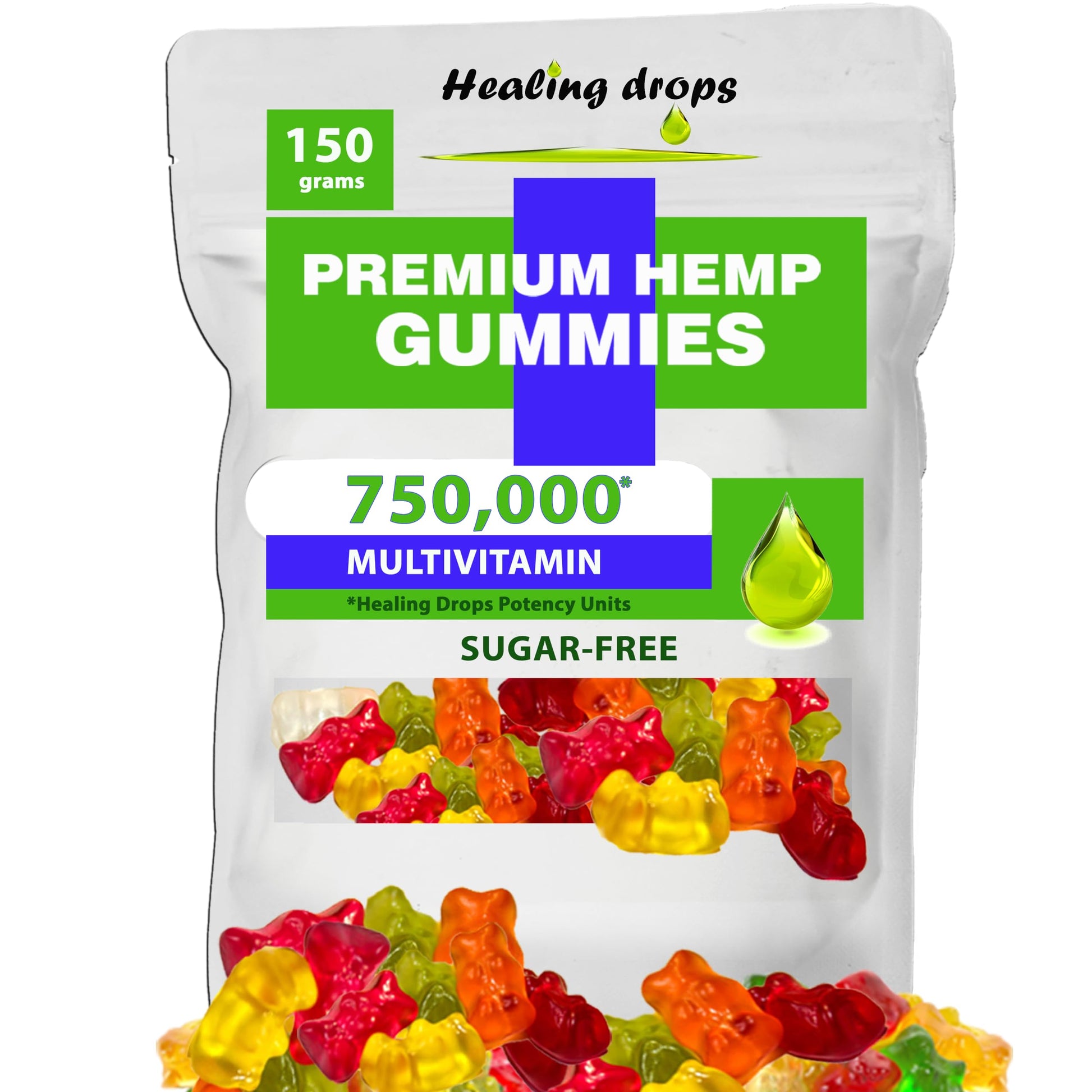 HEALING DROPS Hemp Gummies Omega-3-6-9 Chewable 42 Count