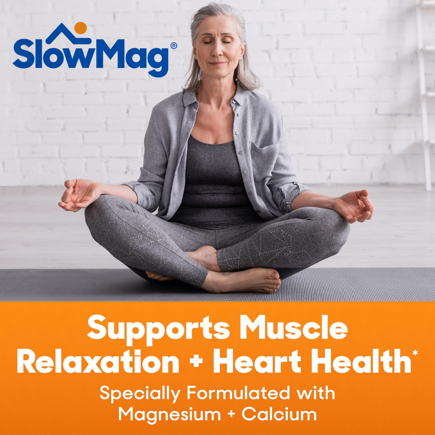 Slow-Mag Magnesium Chloride with Calcium Supplement Tablets for Muscle Relaxation and Heart Health, 60 Count
