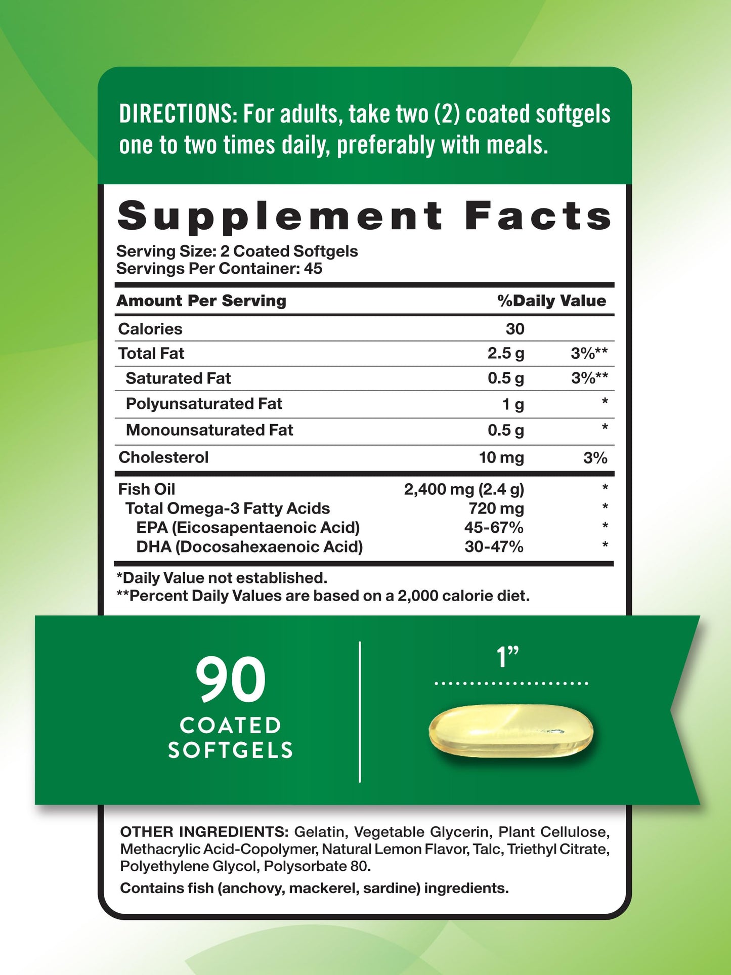 Nature's Truth Fish Oil Omega-3 Supplement Softgels, 90 Softgels