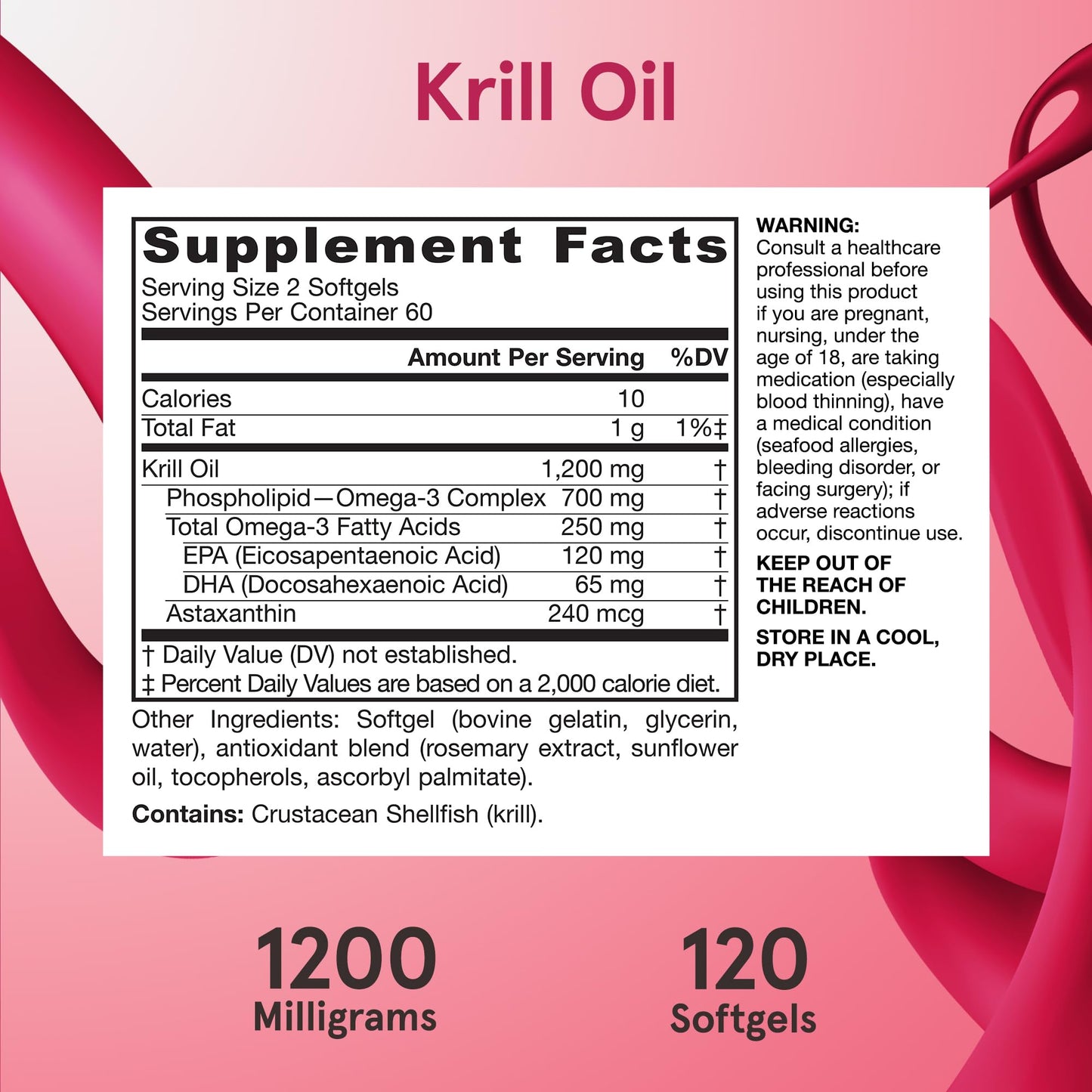 Jarrow Formulas Krill Oil - Phospholipid Omega-3 Complex with Astaxanthin Softgels 120