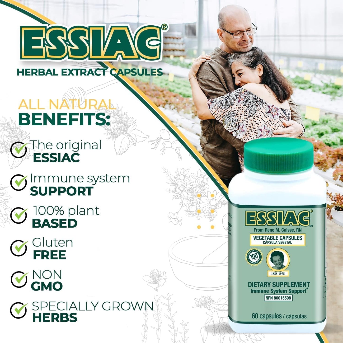 Essiac Tea All-Natural Herbal Extract Capsules, 60 Capsules