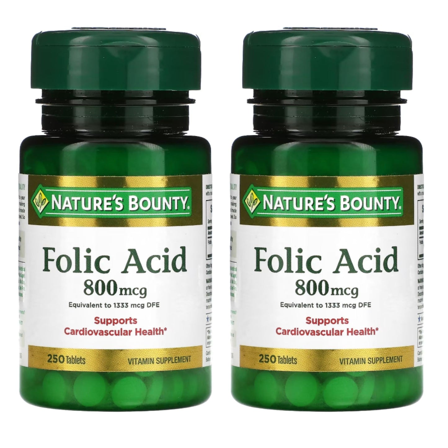 Nature's Bounty Folic Acid 800 mcg Vitamin Supplement Maximum Strength Tablet 500 Tablets