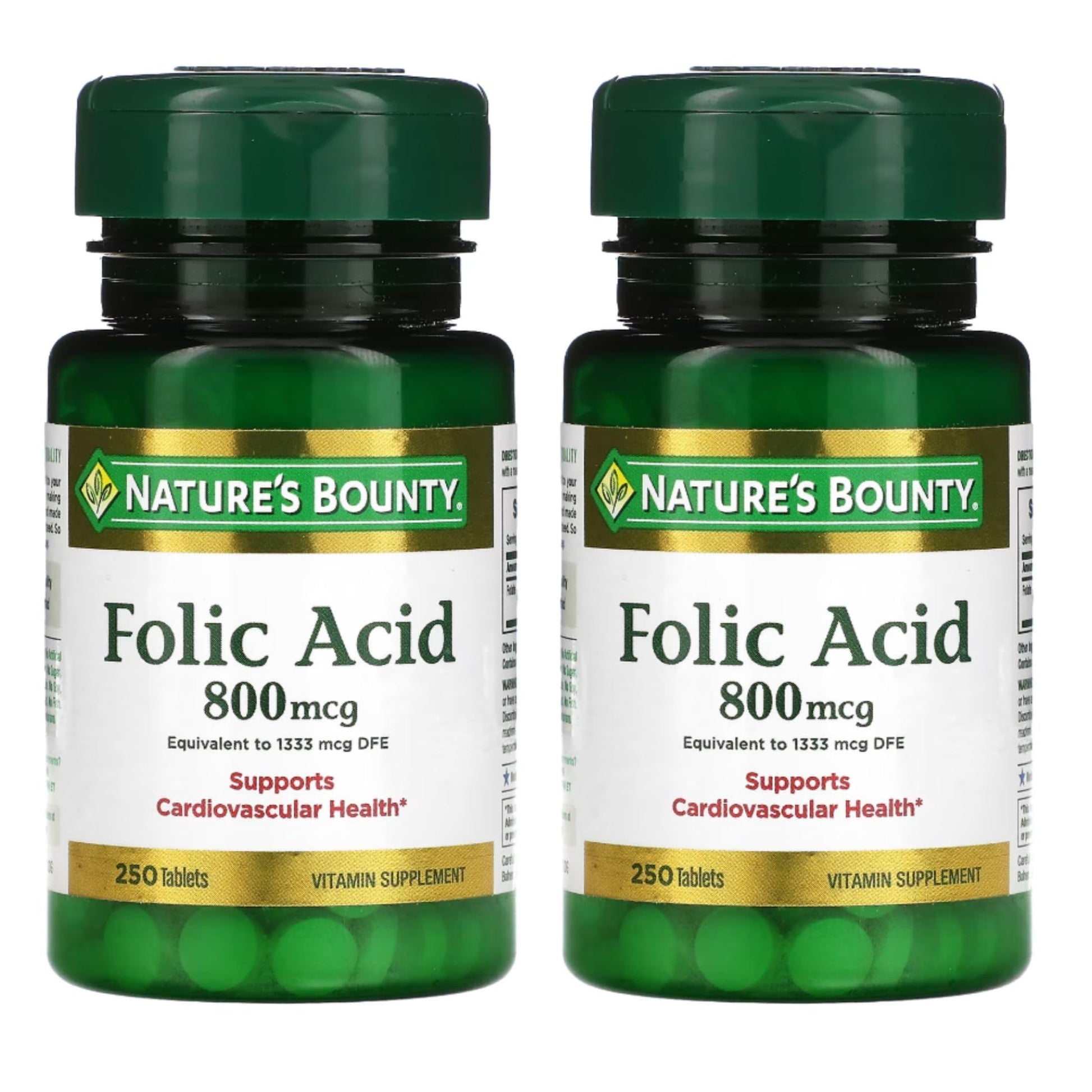 Nature's Bounty Folic Acid 800 mcg Vitamin Supplement Maximum Strength Tablet 500 Tablets
