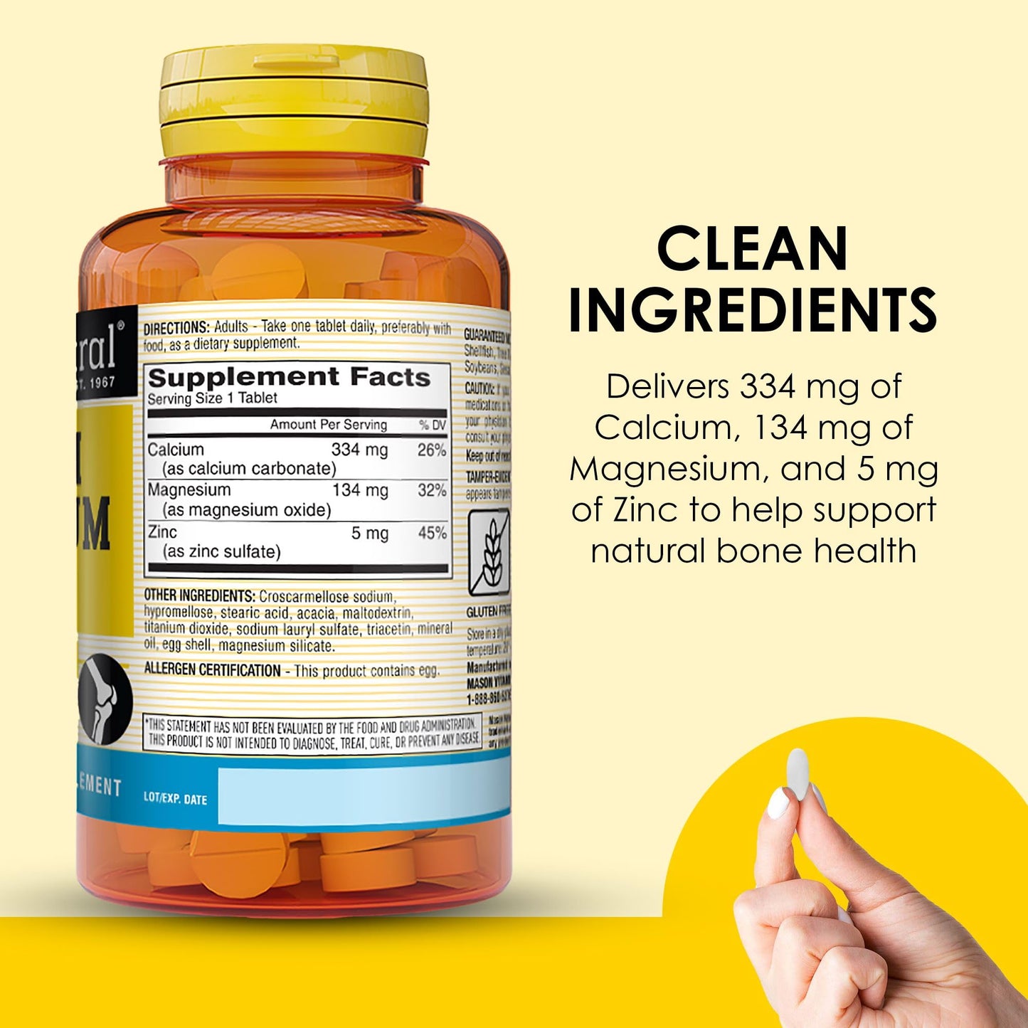 Mason Natural Calcium Magnesium & Zinc Tablet, 300 Tablets