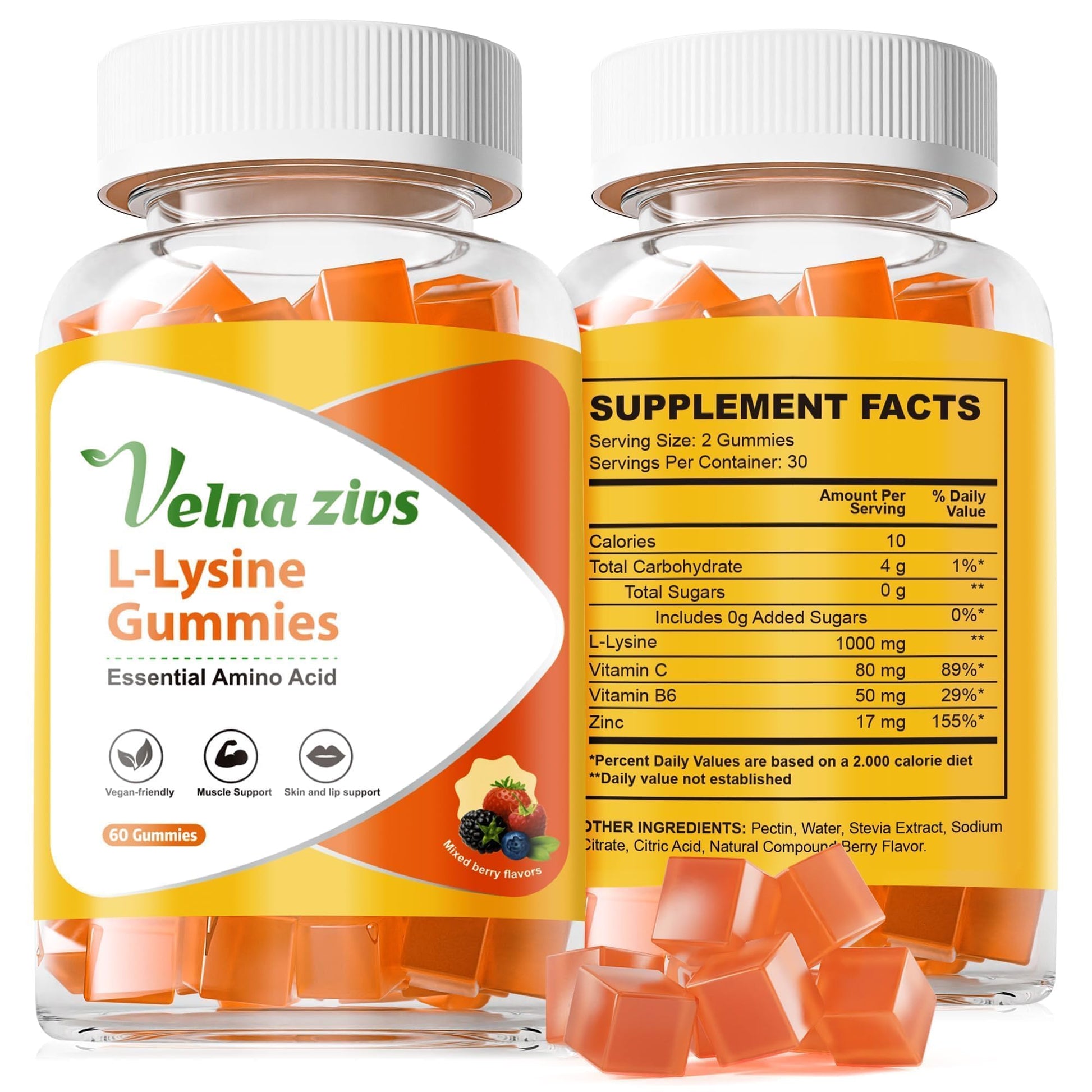 Velna zivs L-Lysine Gummies 1000mg, 60 Gummies