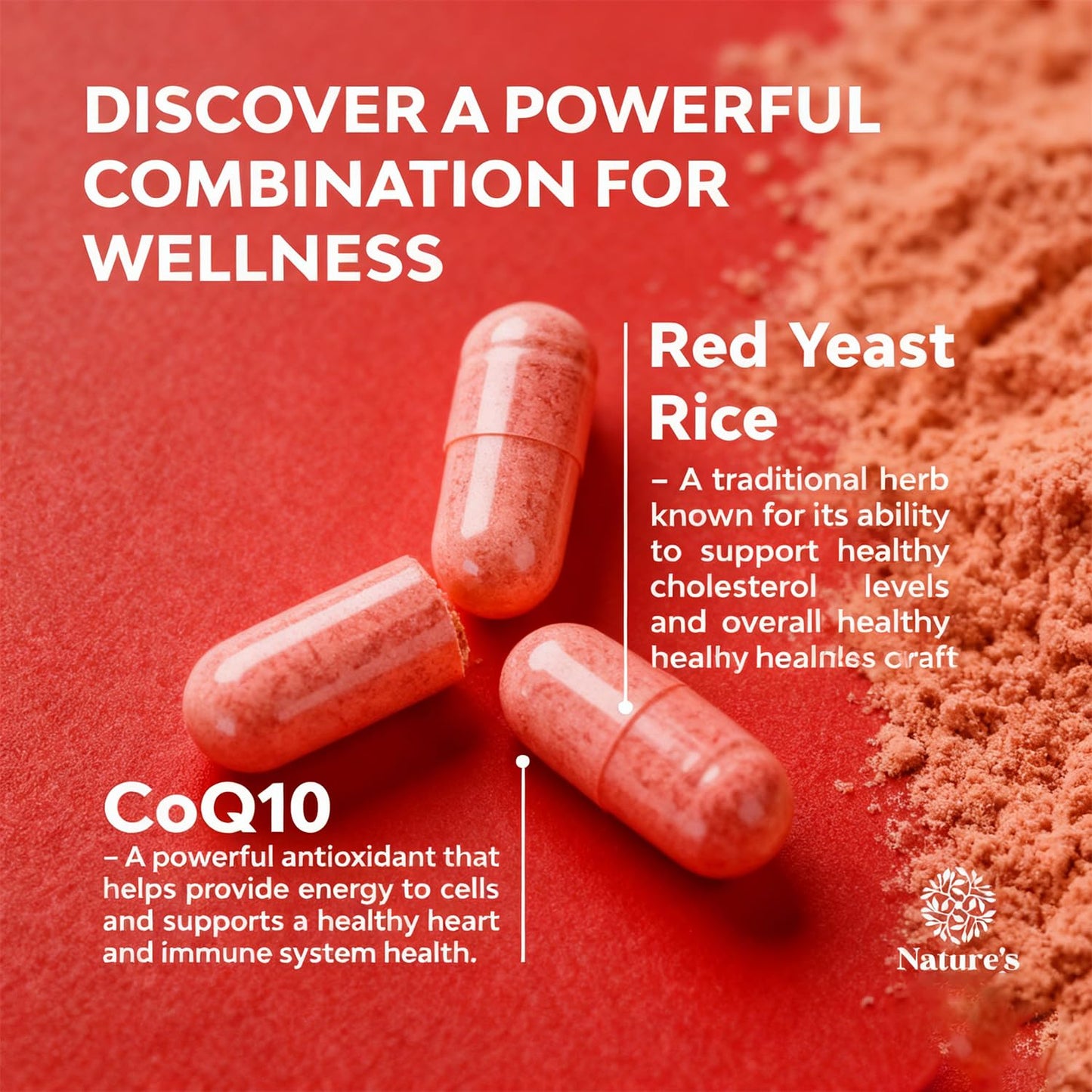 Velestoff Red Yeast Rice & CoQ10 Heart & Cholesterol Support Capsules, Citrinin-Free, Third-Party Tested, Vegan, USA-Formulated, 1 Capsule