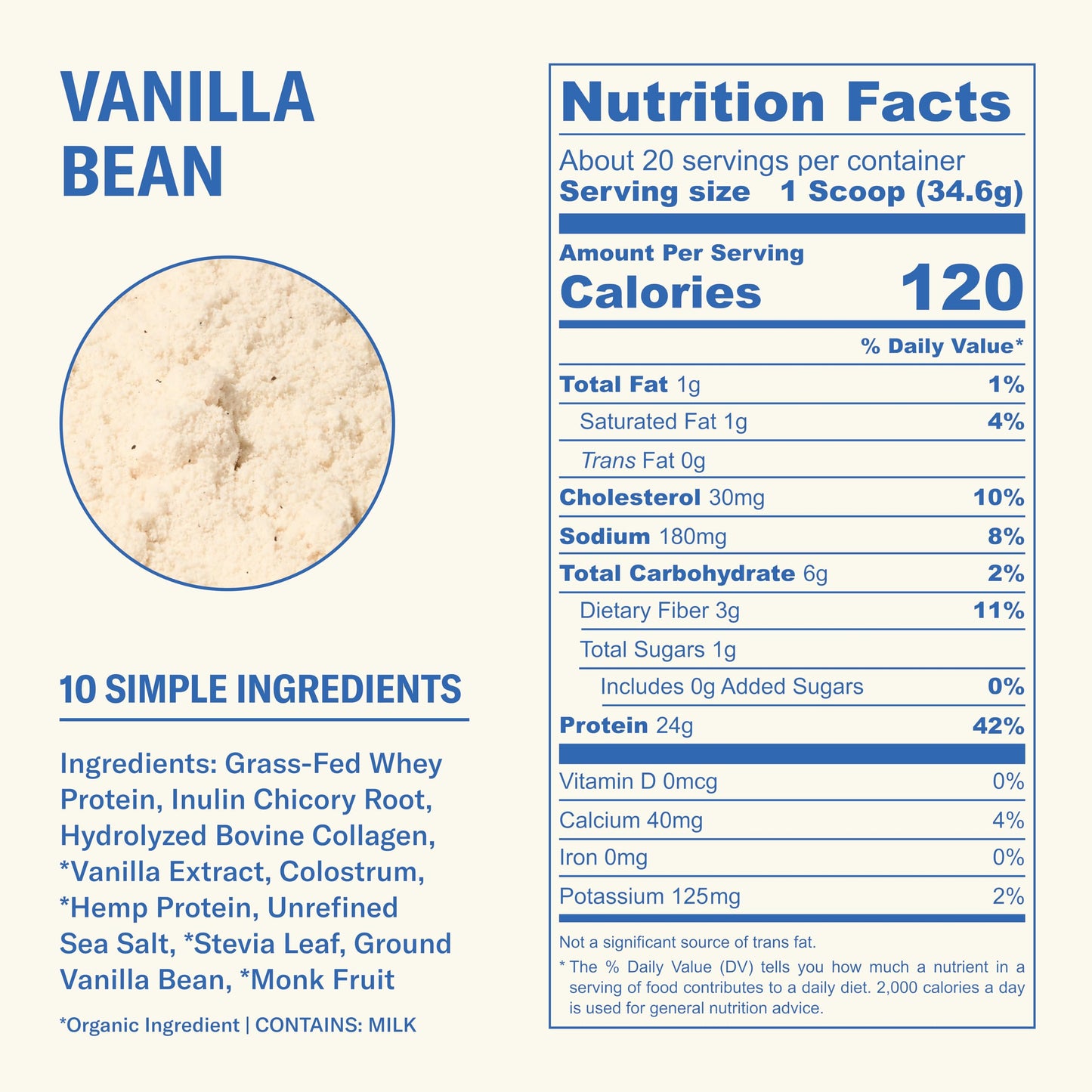 Ballerina Farm Grass Fed Whey Protein Powder, Vanilla Bean, 20 Servings