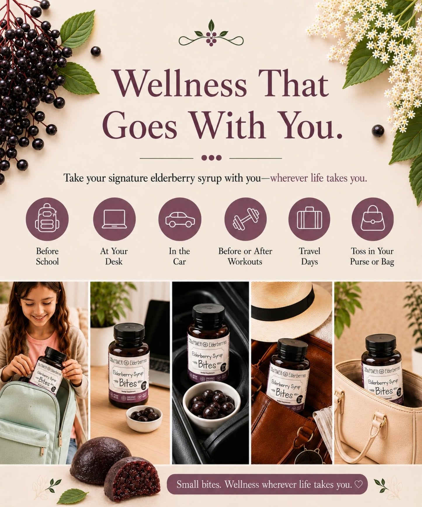 The POWER of Elderberries Elderberry Syrup Bites Gummy Chewable 40 Count