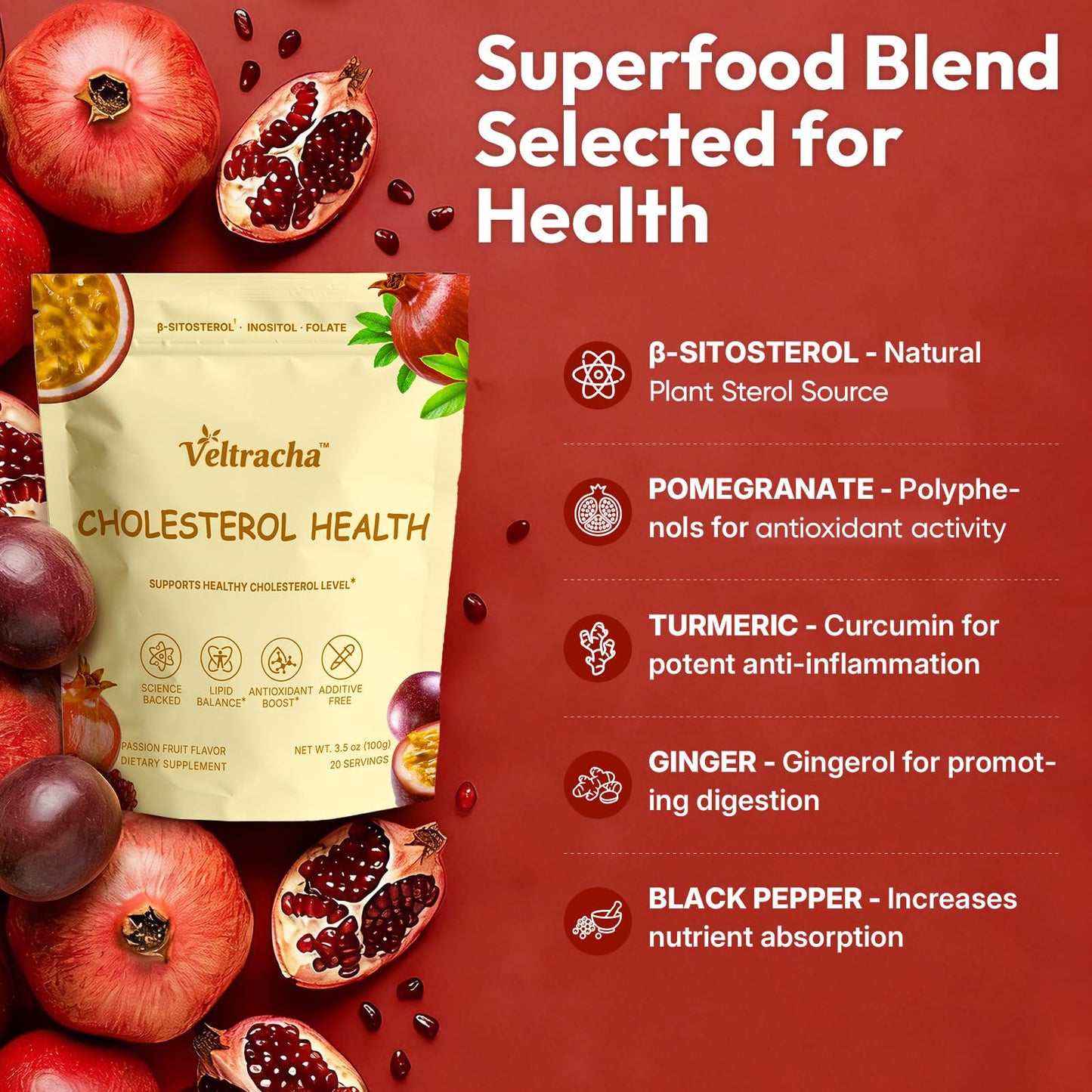 Veltracha Cholesterol Healthy Drink Powder 3.5 oz