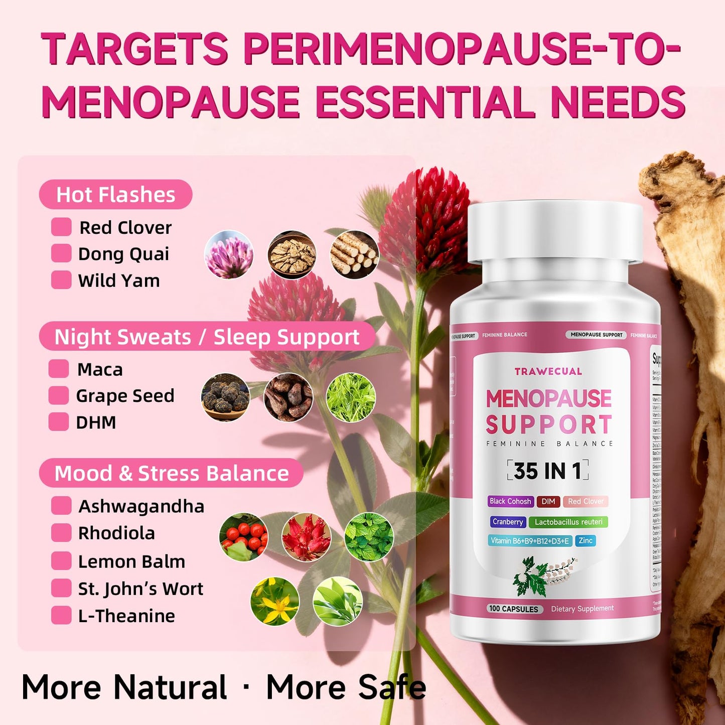 Trawecual Menopause Supplements For Women 200 Capsules