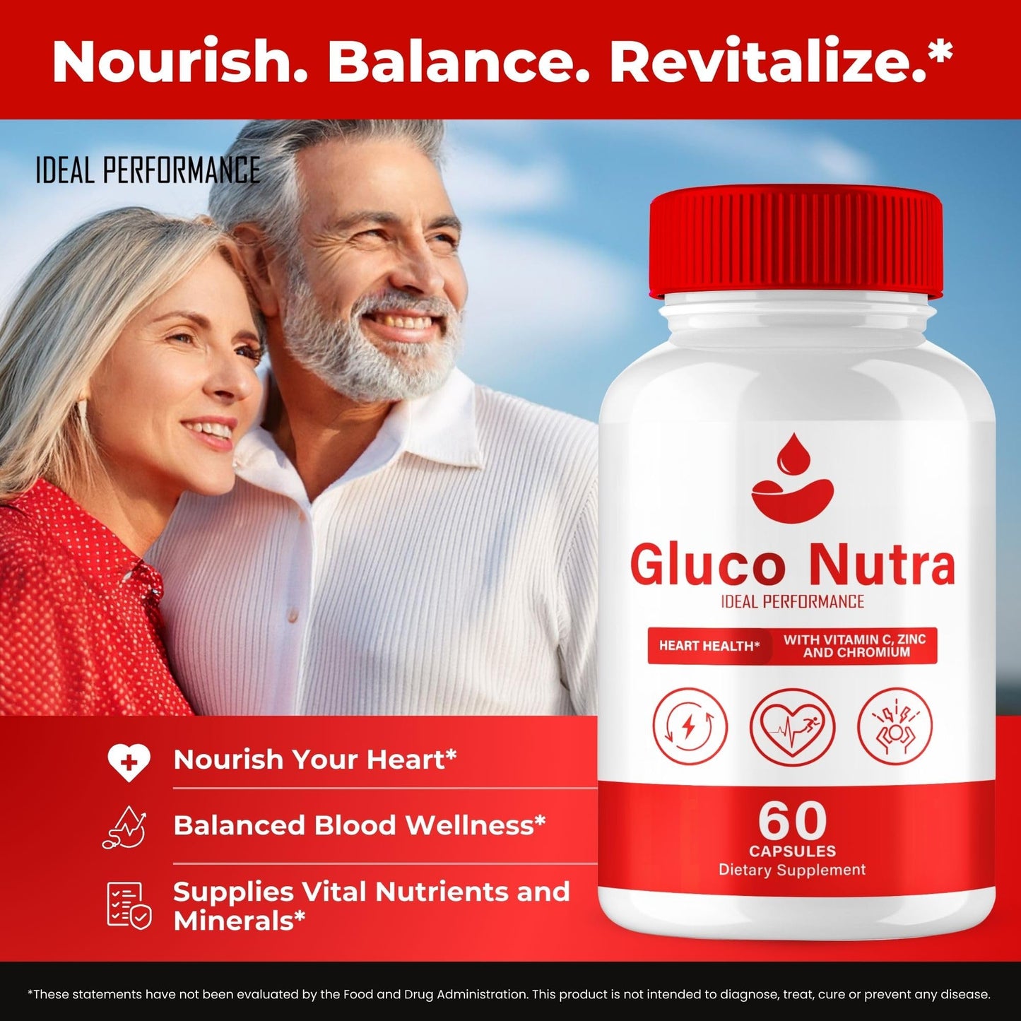 IDEAL PERFORMANCE Gluco Nutra Advanced Blood Formula Capsules 120 Capsules