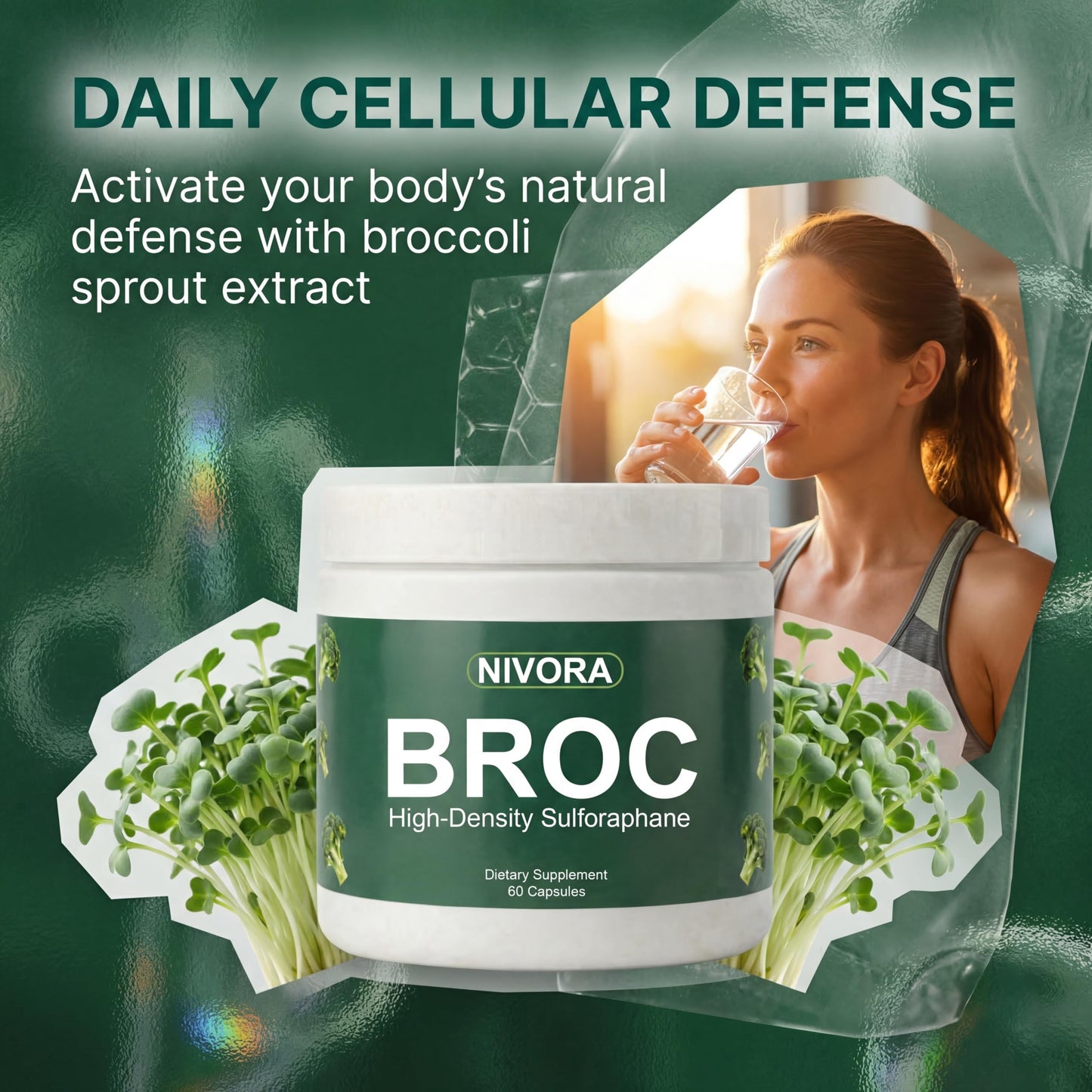 SDXJIOGE Nivora Broc High-Density Sulforaphane from Broccoli Sprouts Capsule, 60 Count