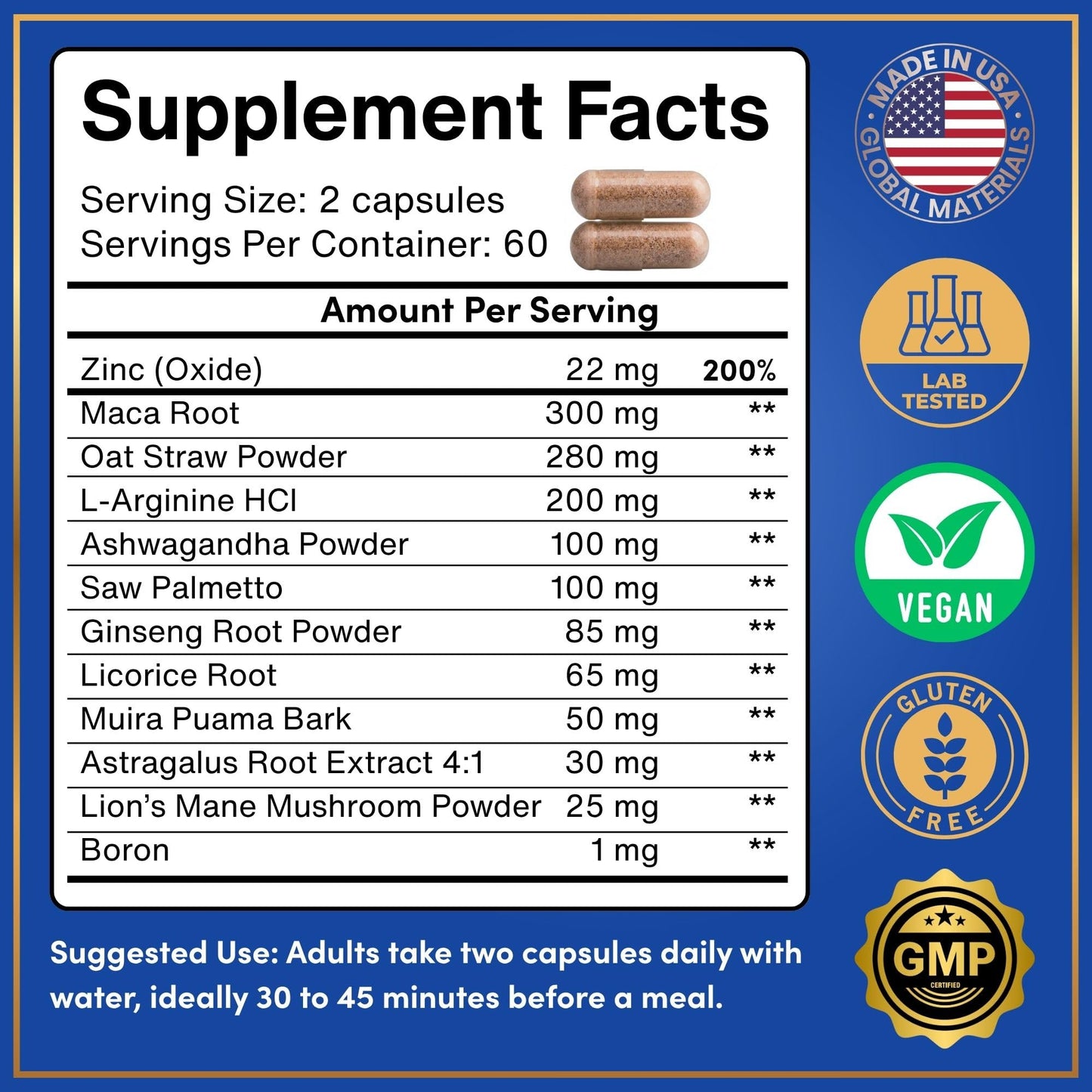 Windsor Botanicals Fertility Supplements for Men Prenatal Vitamins 240 Capsules