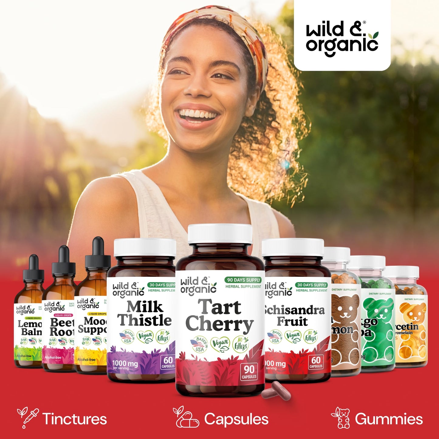 Wild & Organic Tart Cherry 600 mg Capsules, 90 Count