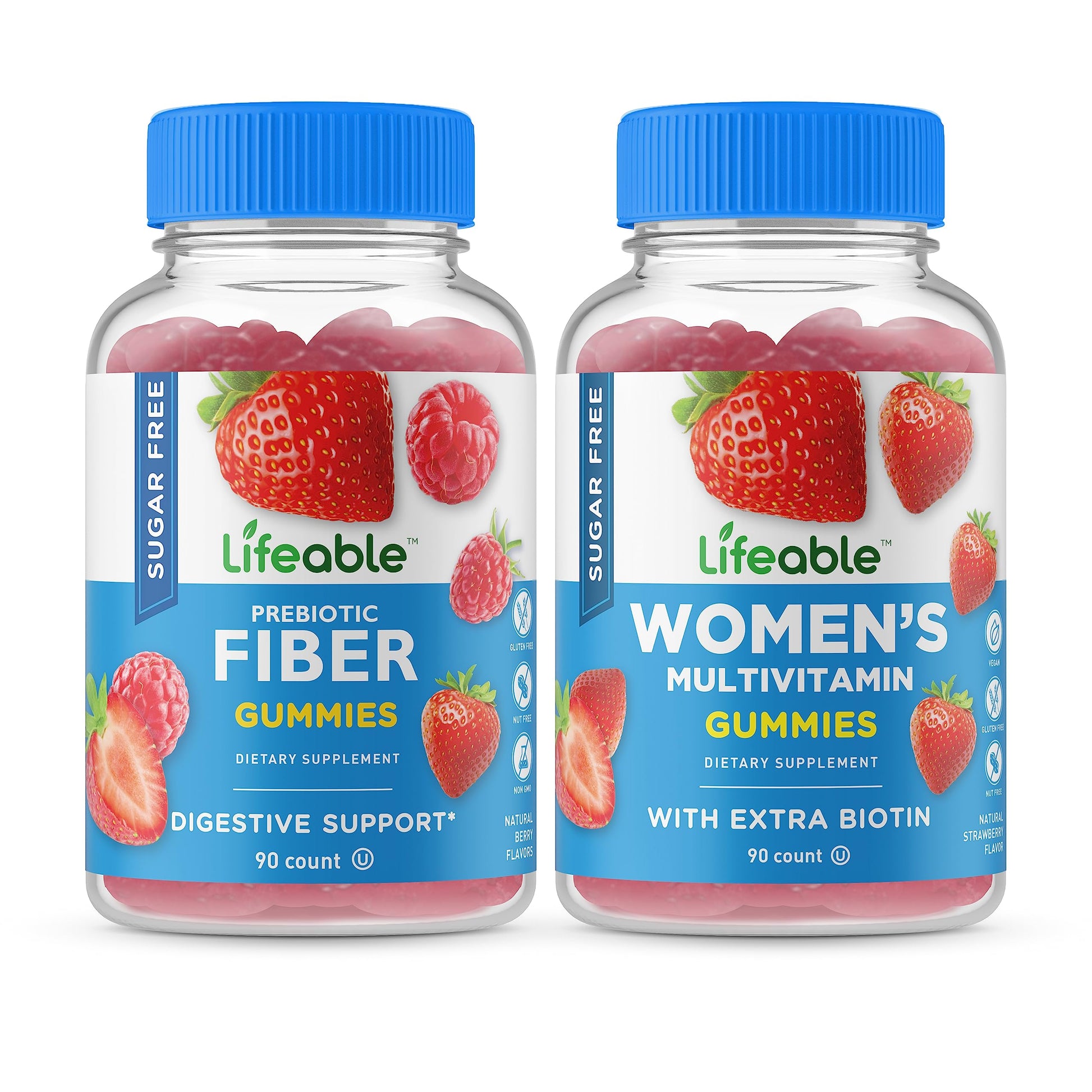 Lifeable Sugar Free Prebiotic Fiber + Women's Multivitamin Gummies 180 Count