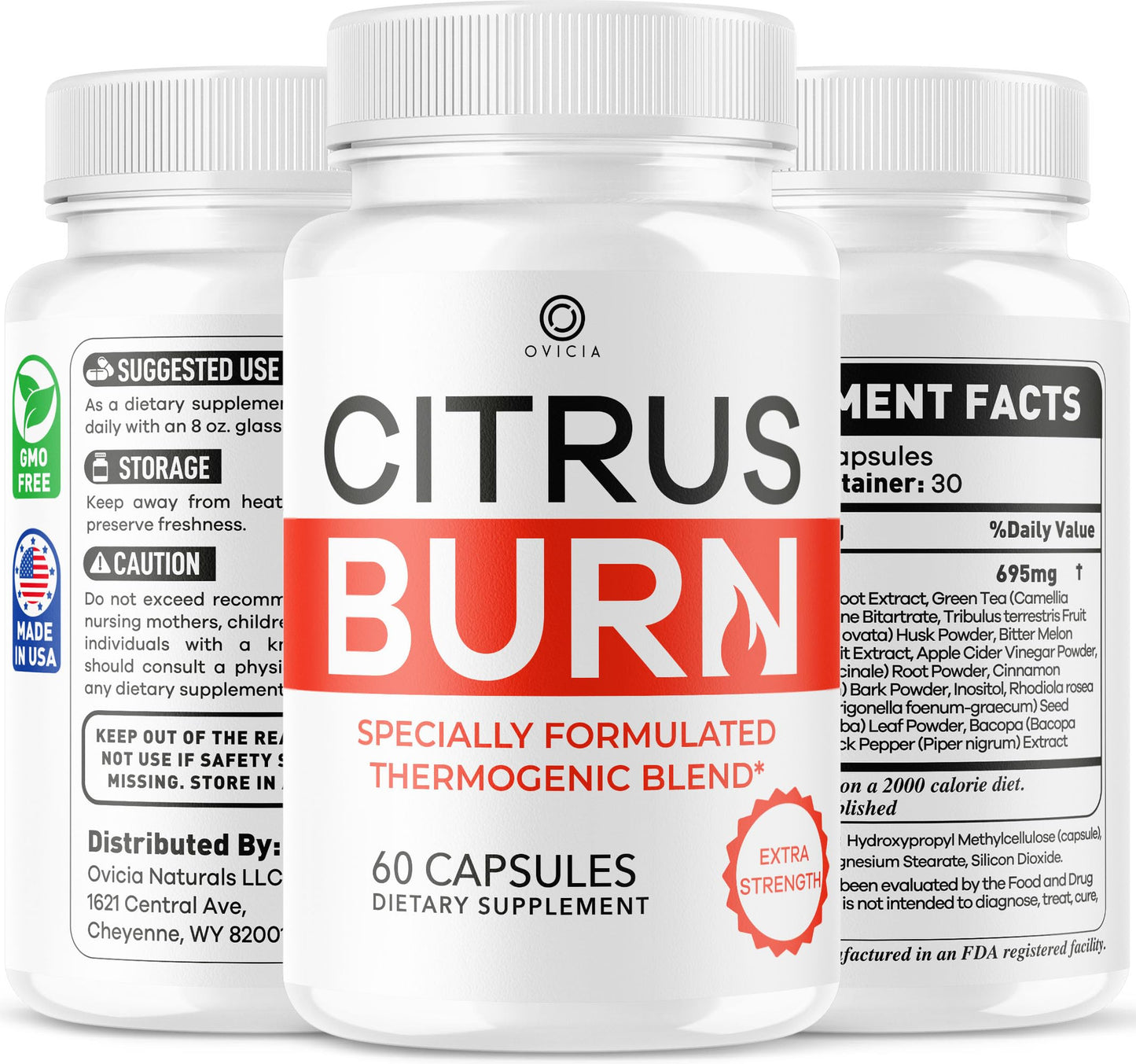 OVICIA Citrus Burn CitrusBurn Capsules Maximum Strength Advanced Formula Daily Premium Natural Ingredients Support for Overall Health & General Wellness, 60 Capsules