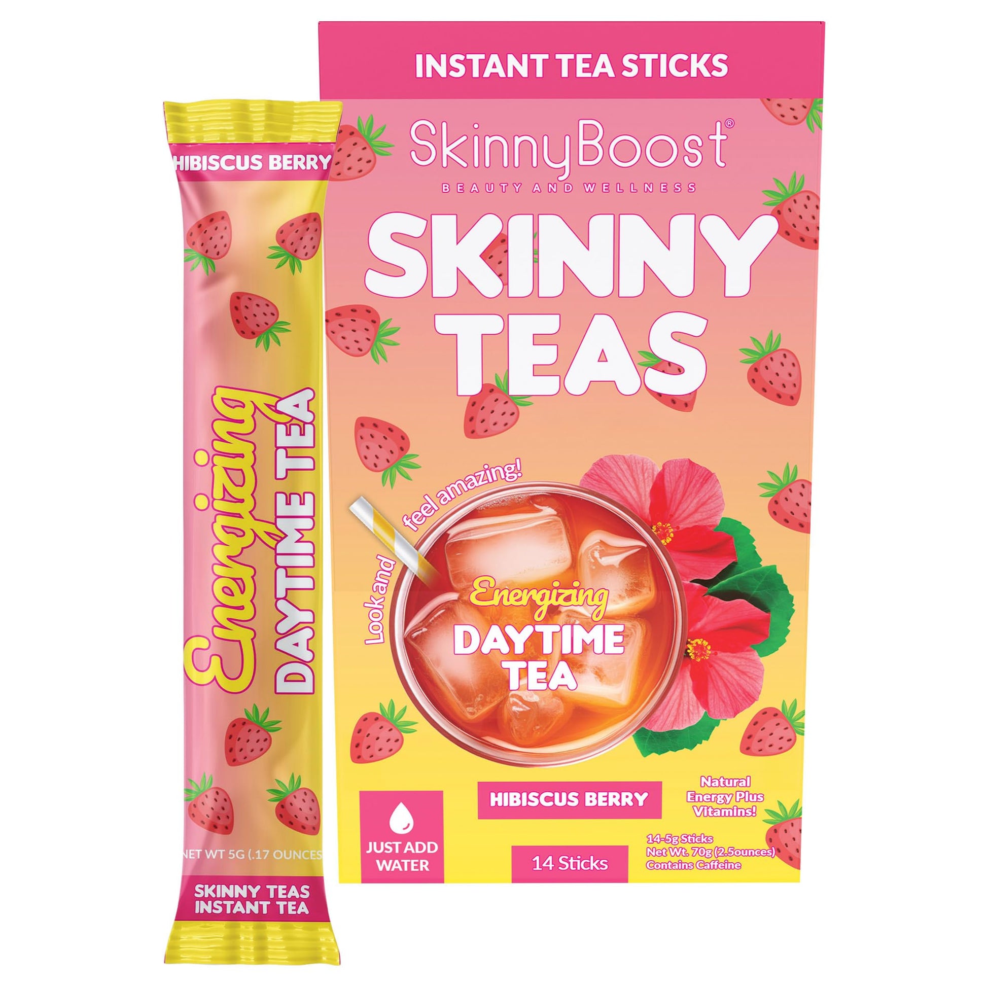 SkinnyBoost Skinny Teas Energizing Daytime Tea Sticks Powder 14 Count