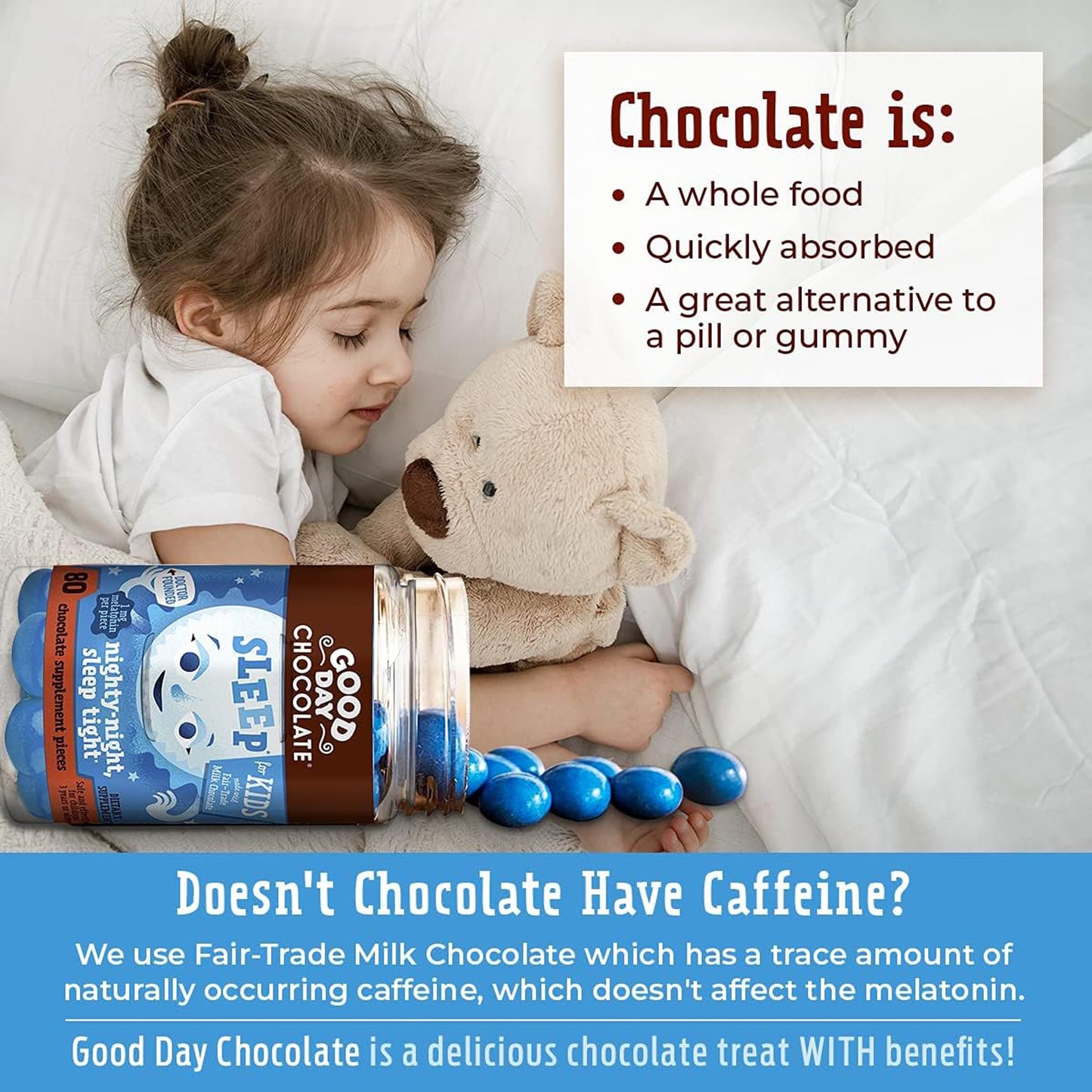 Good Day Chocolate Melatonin for Kids Chewable 80 Count