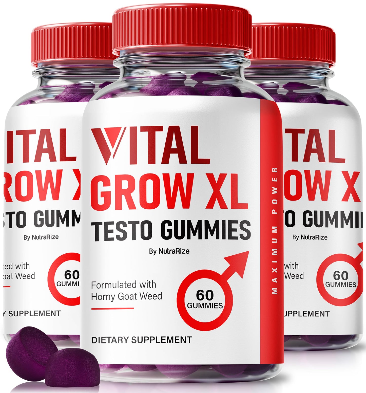 NutraRize Vital Grow XL Testo Gummies for Men, 180 Gummies