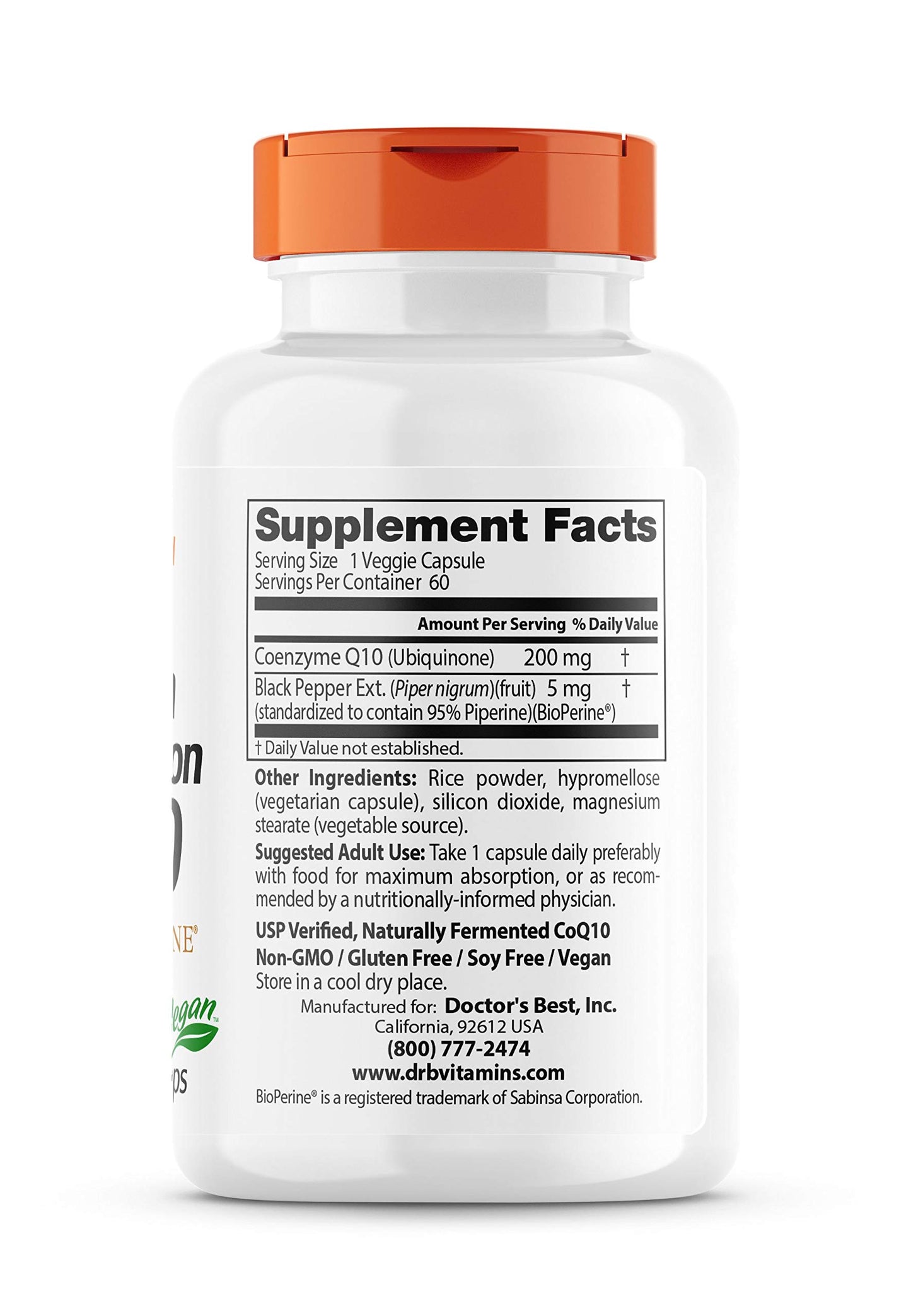 Doctor's Best High Absorption CoQ10 200mg Capsule, 2 Capsules