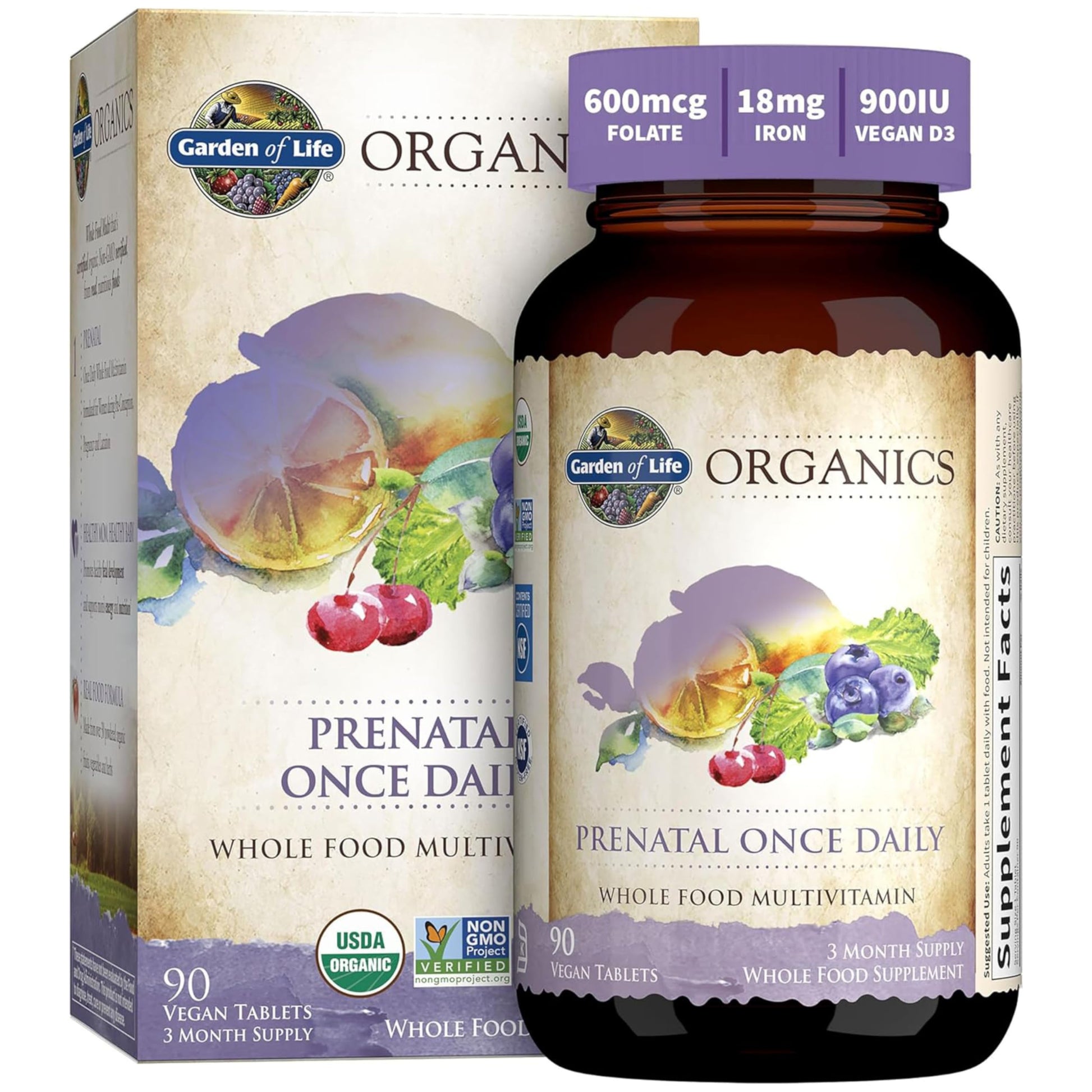 Garden of Life Prenatal Vitamins for Women Tablet 90 Count