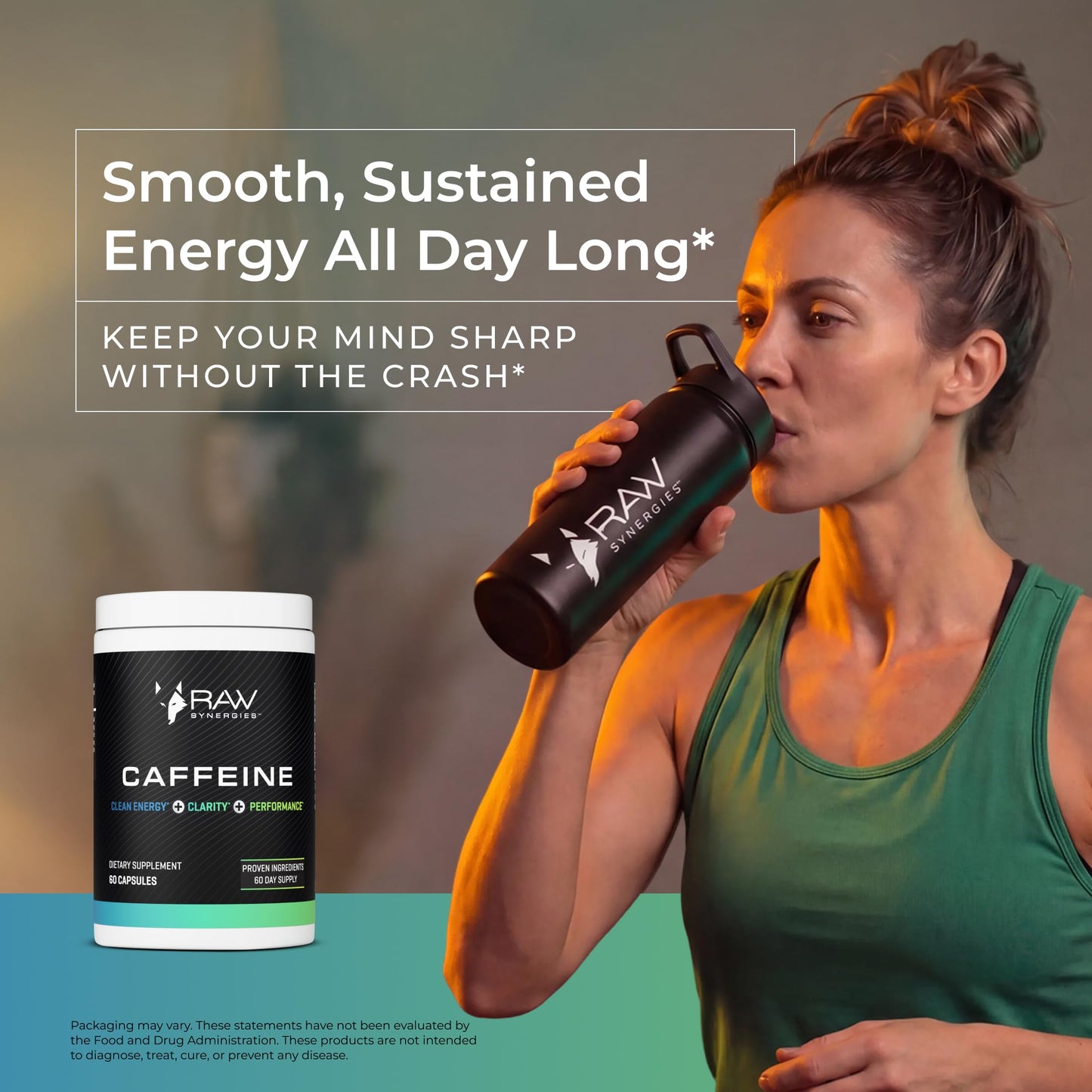 RAW Synergies Delayed Release Caffeine Capsules 60
