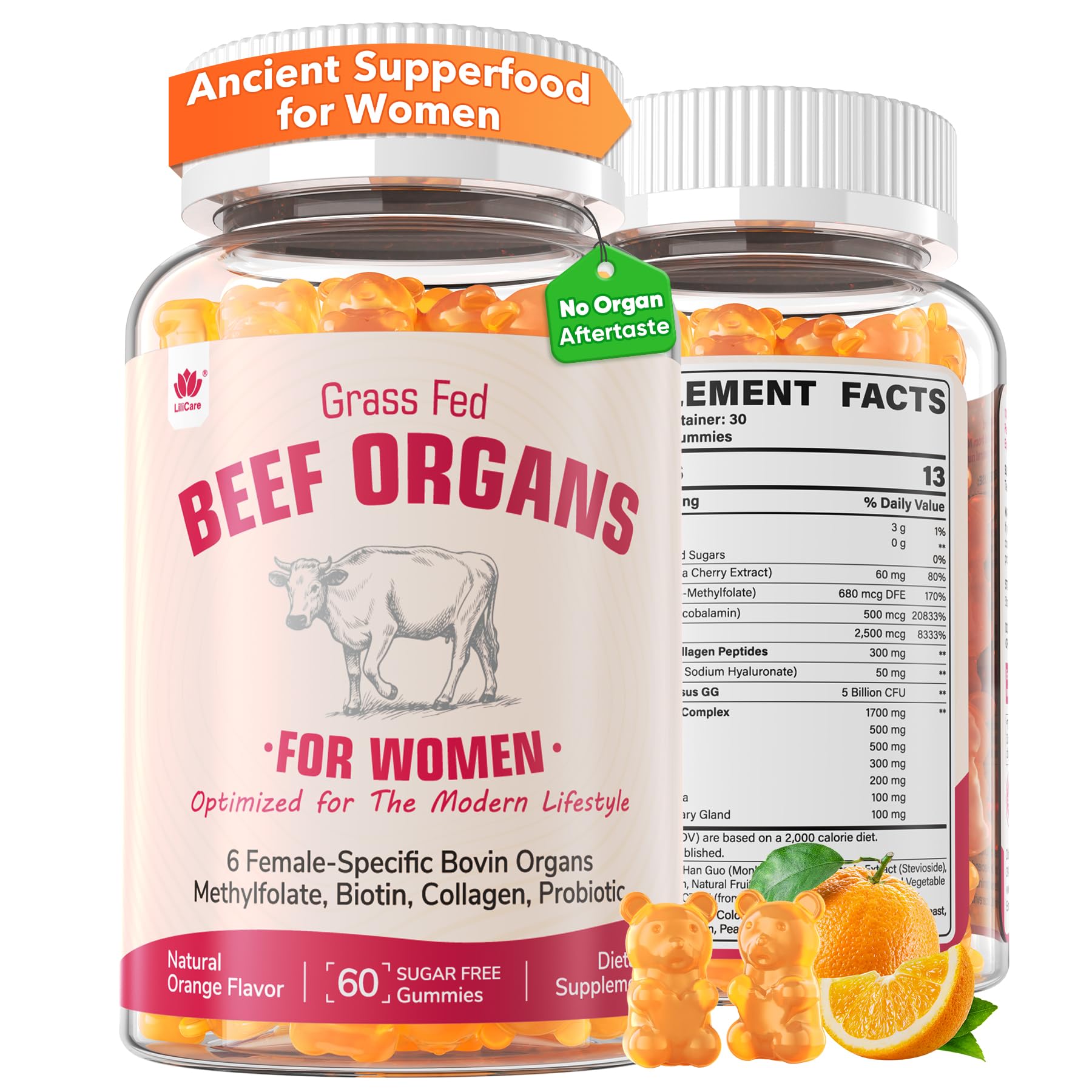 LILICARE Beef Organ Supplement for Women Gummies 120