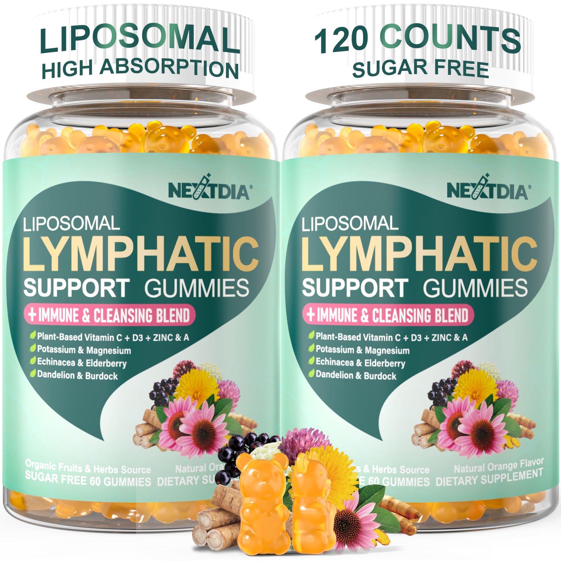 Nextdia Liposomal Lymphatic Drainage Supplements Gummies, 120 Count