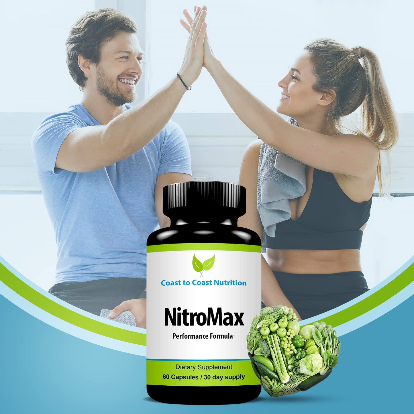 Coast to Coast Nutrition NitroMax Performance Formula L-Arginine Nitric Oxide Supplement, 60 Capsules