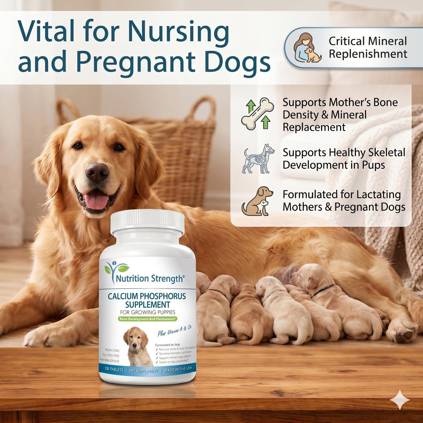 Nutrition Strength Calcium Phosphorus for Dogs 120 Tablets