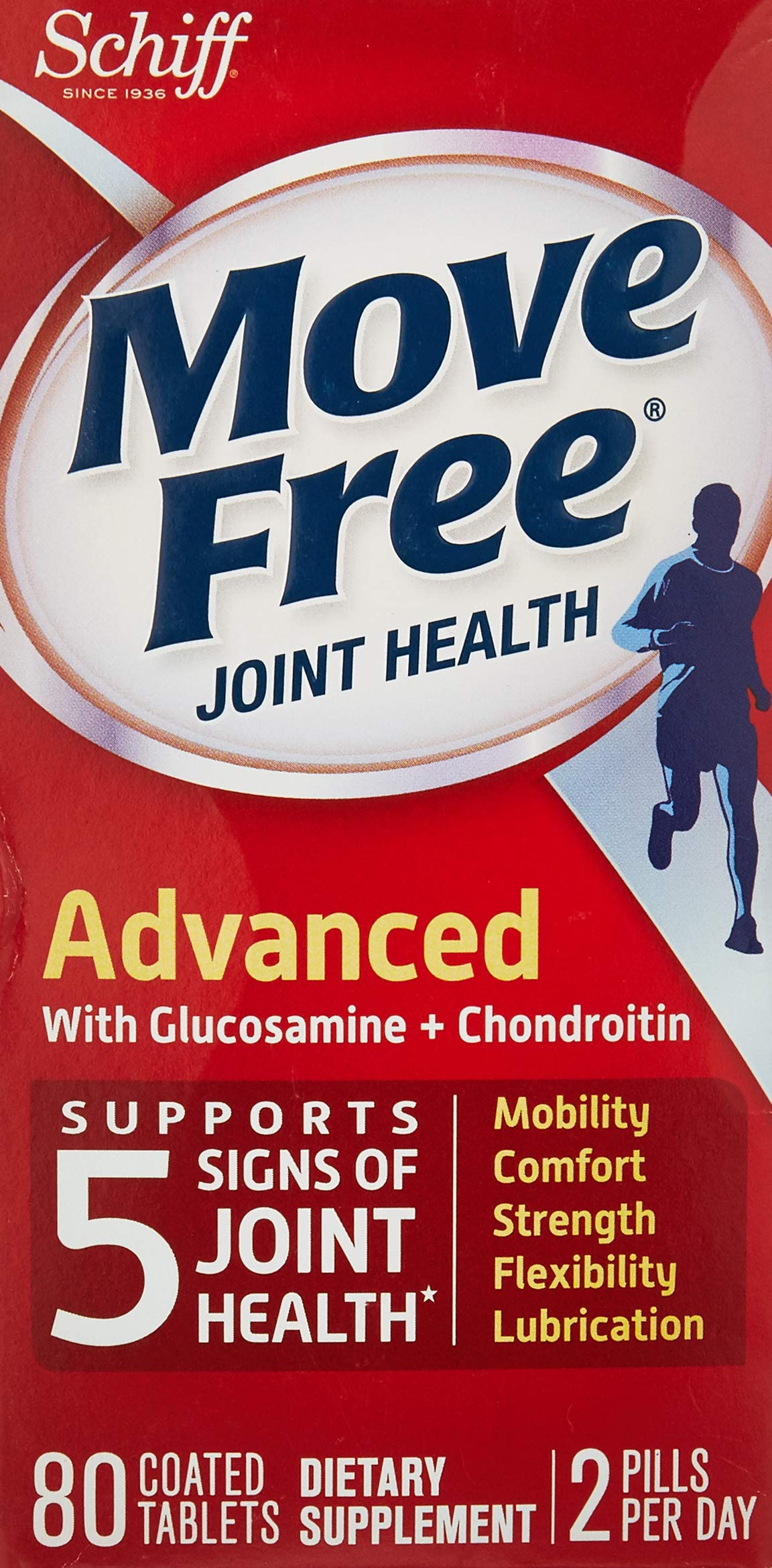 Move Free Advanced Joint Health Supplement with Glucosamine and Chondroitin Tablets, 80