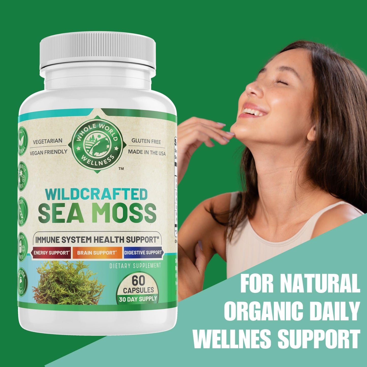 WHOLE WORLD WELLNESS Organic Sea Moss Capsule 60 Capsules
