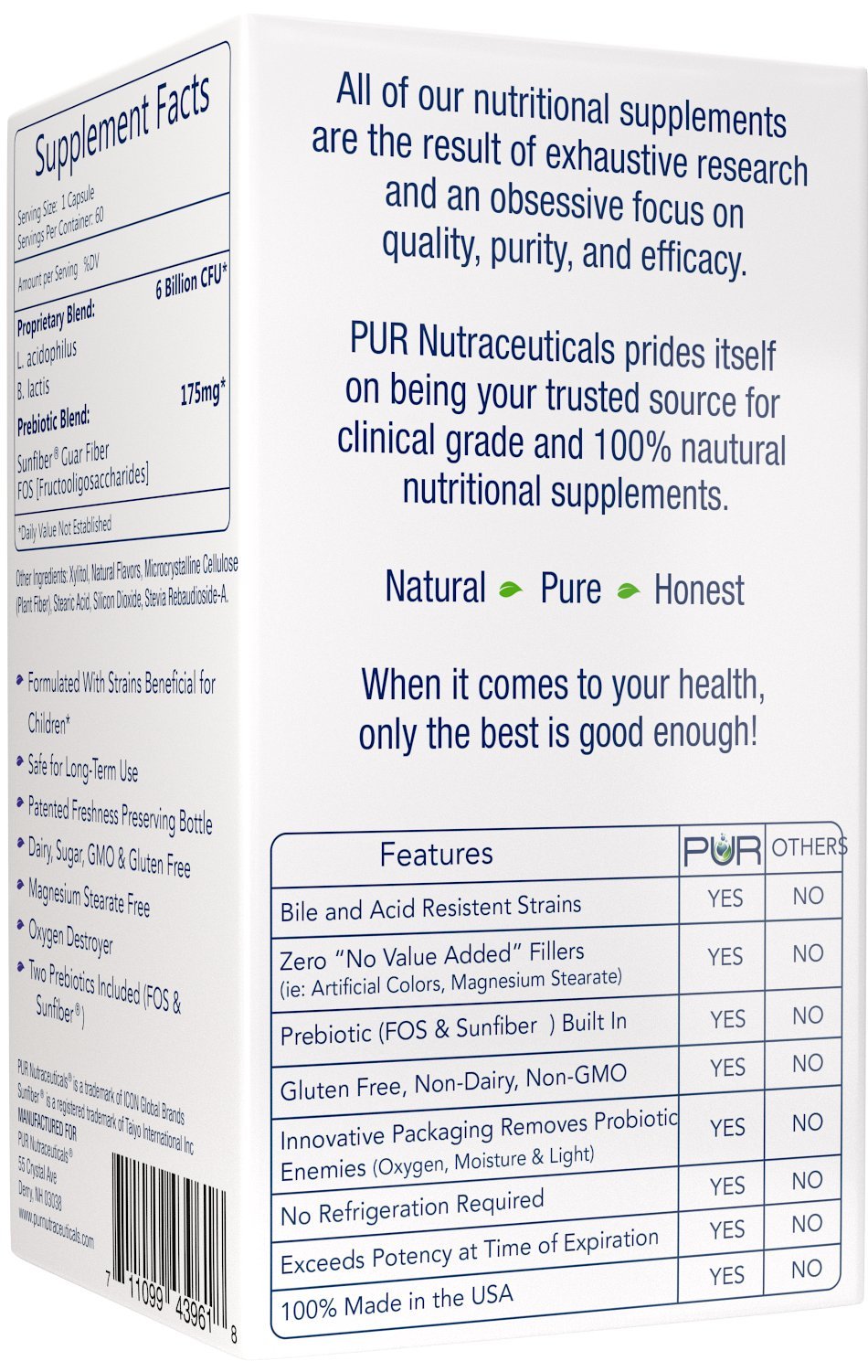 PUR Nutraceuticals Children's Probiotics + Prebiotics Chewable Tablets 60