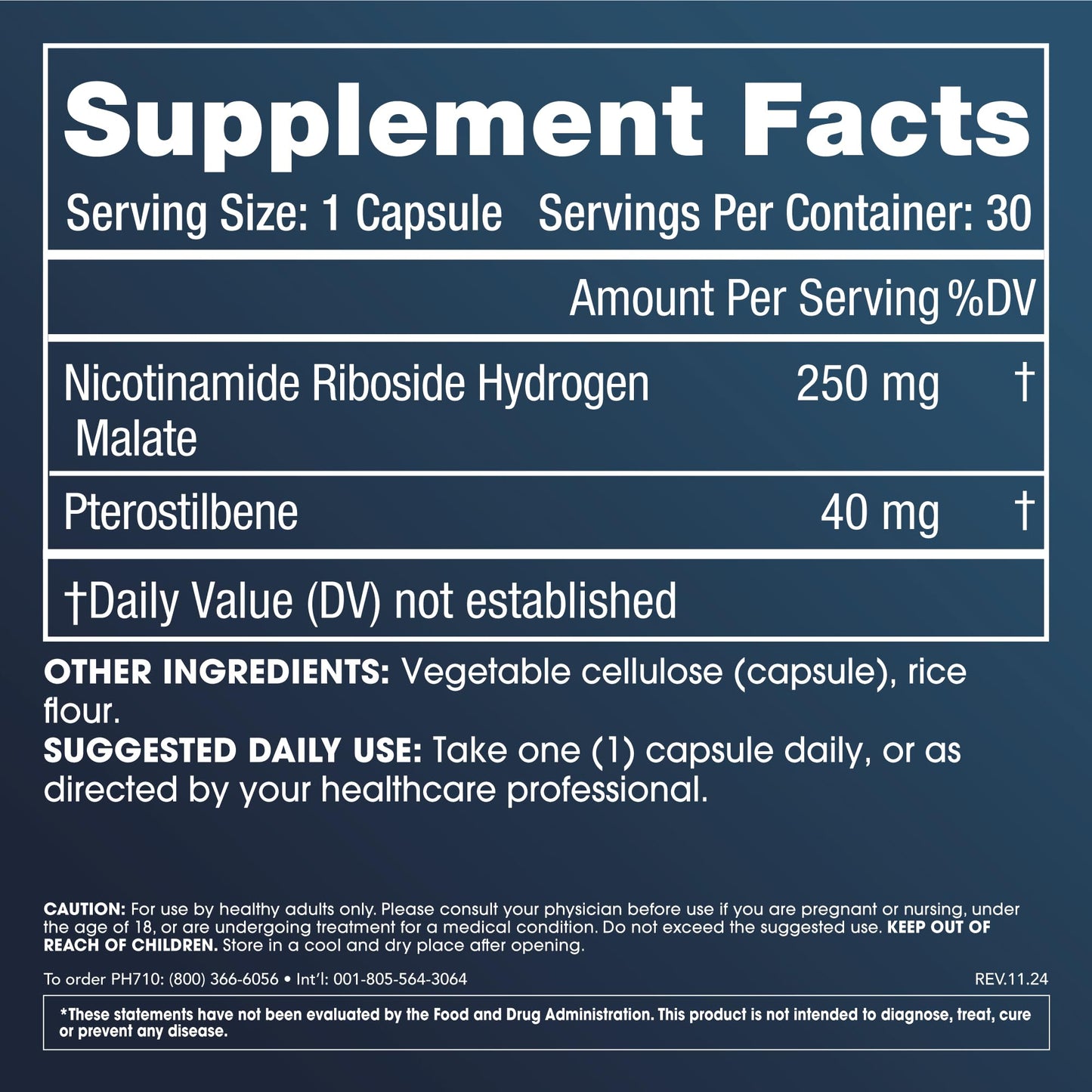 ProHealth Nicotinamide Riboside + Pterostilbene NAD+ Support Plus Sirtuin Activation for Optimized Aging Capsules 30