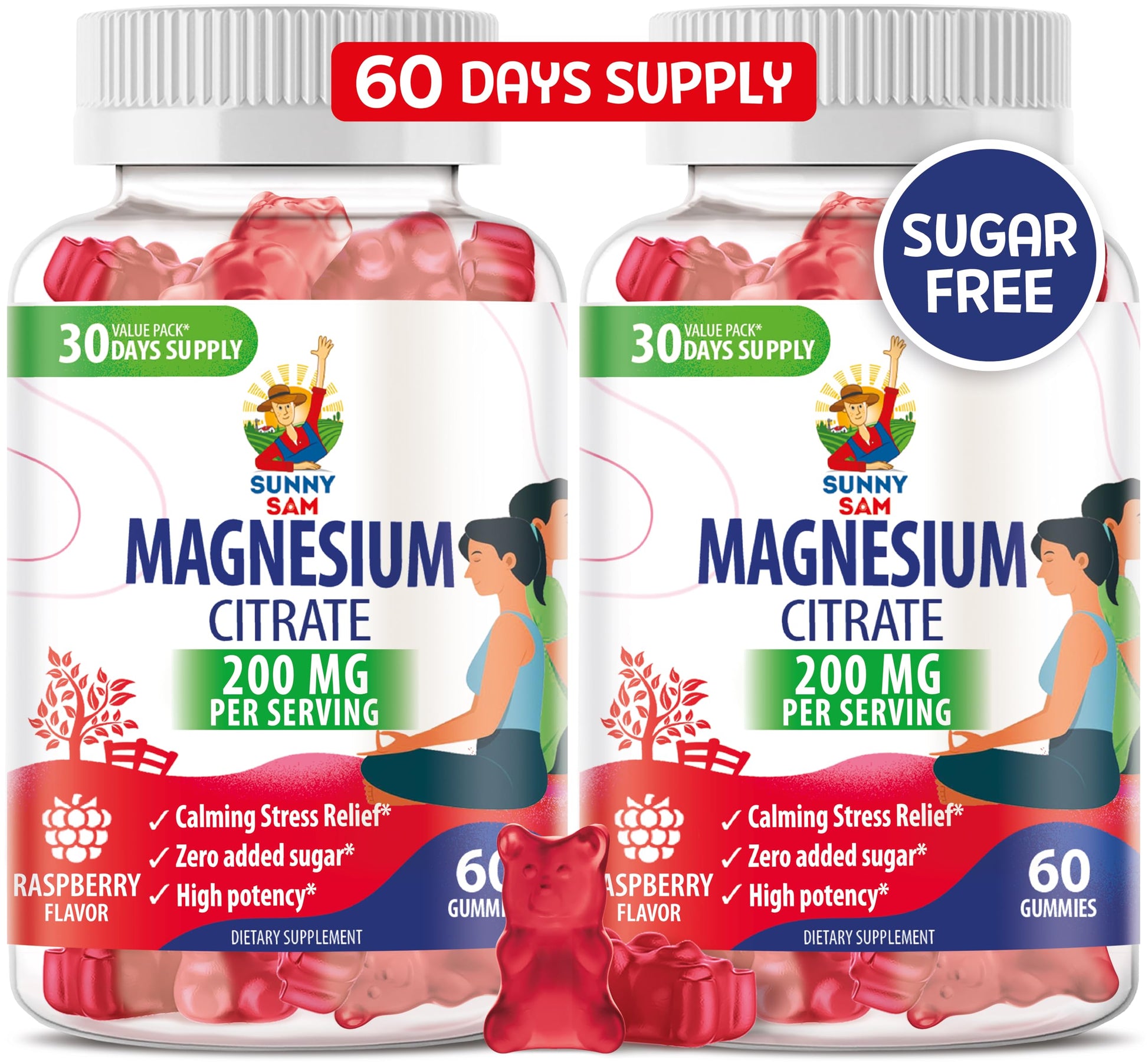 Sunny Sam Magnesium Gummies 200mg, 120 Count