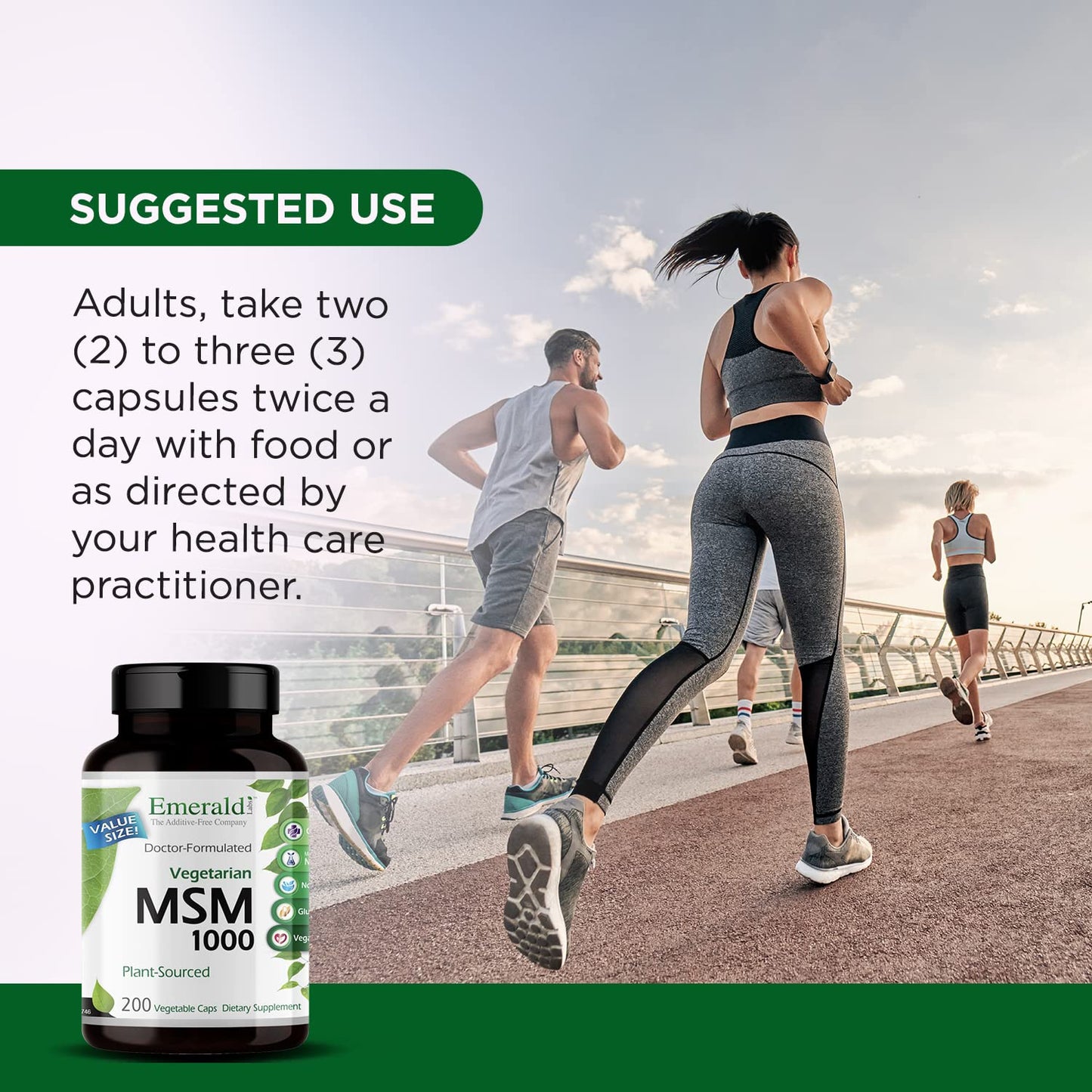 Emerald Labs MSM 1000mg - Joint, Liver & Immune Support Supplement with Methylsulfonylmethane, 200 Capsules
