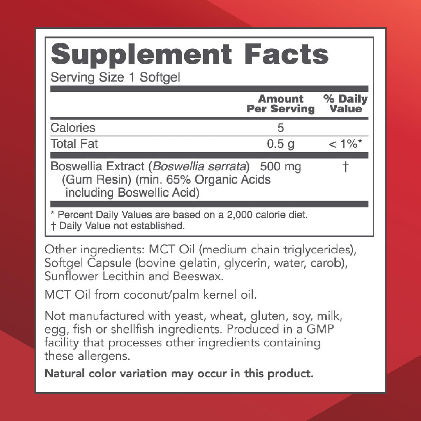 Protocol for Life Balance Boswellia Extract 500 mg Softgels, 90 Softgels