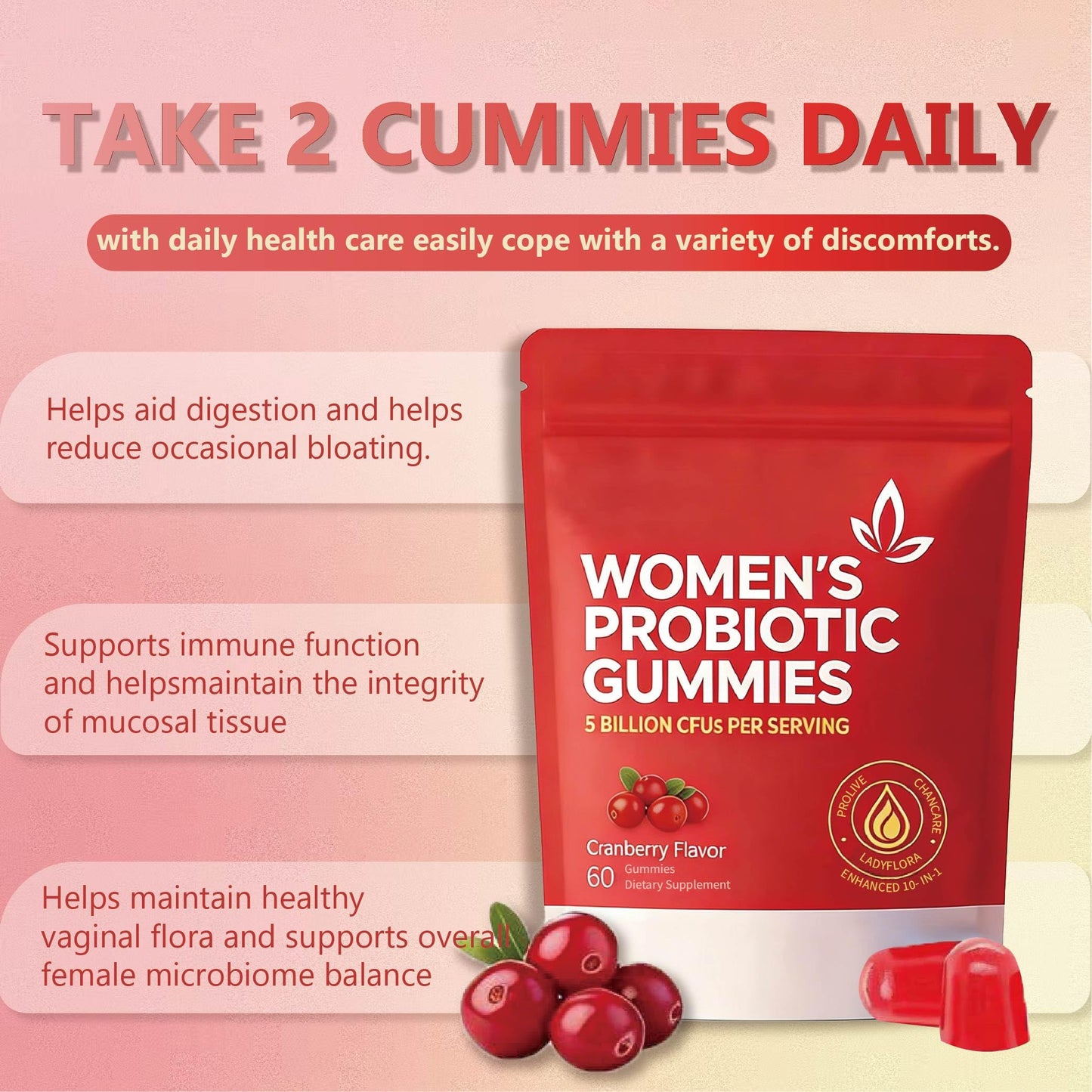 NIGUMR Women's Probiotic Gummies 60 Count