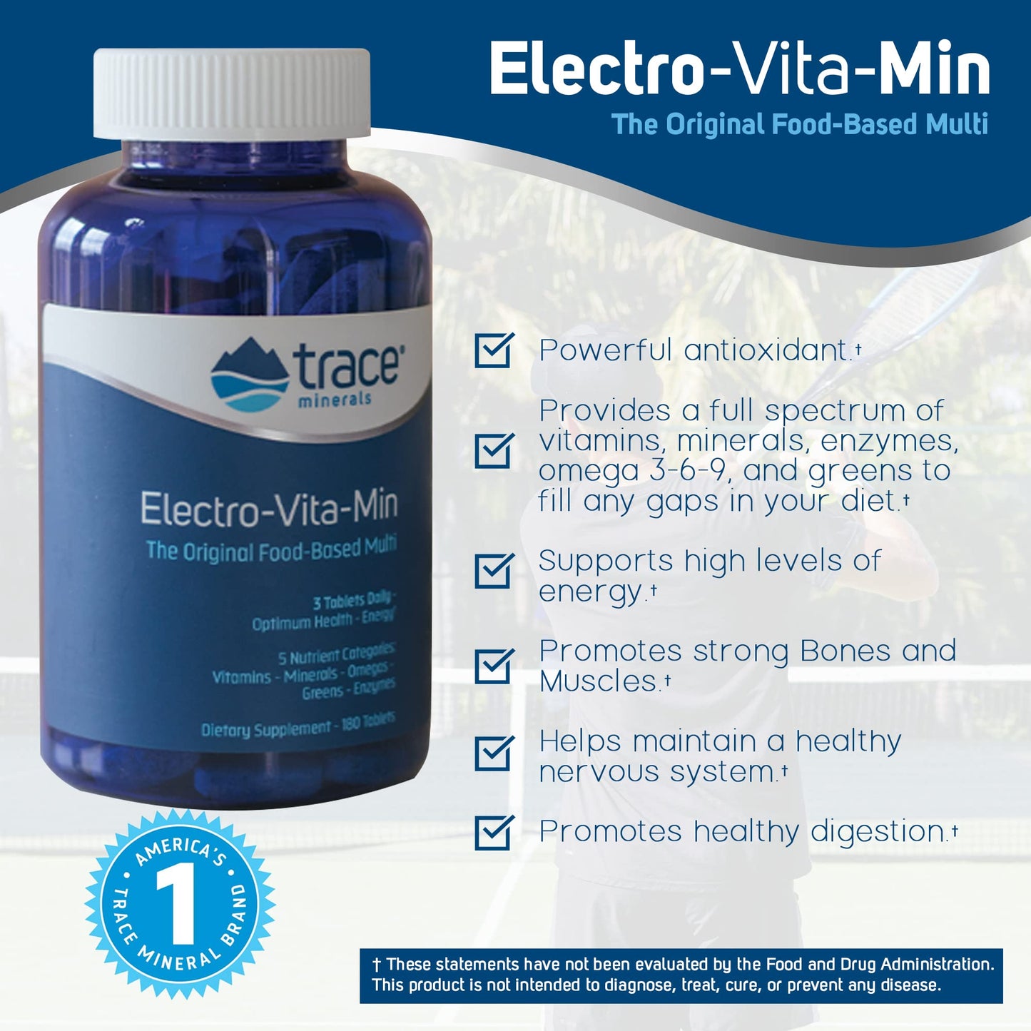 Trace Minerals Electro-Vita-Min the Original Food-Based Multi Tablet 180 Count