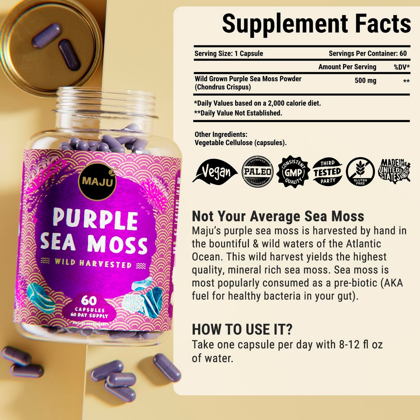 Maju Superfoods Black Seed Oil Capsules and Purple Sea Moss Capsules Bundle, 120 Capsules