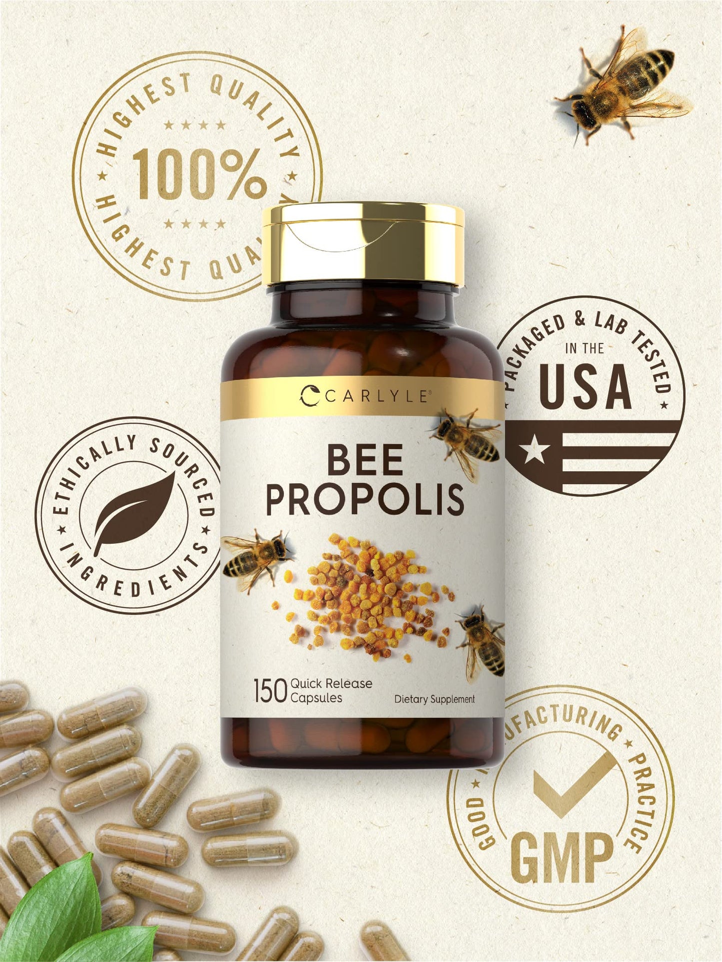 Carlyle Bee Propolis Capsules 150 Count