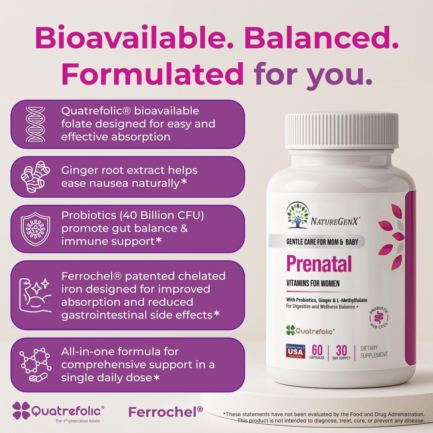 NatureGenX Methyl Prenatal with Probiotics Capsules, 60